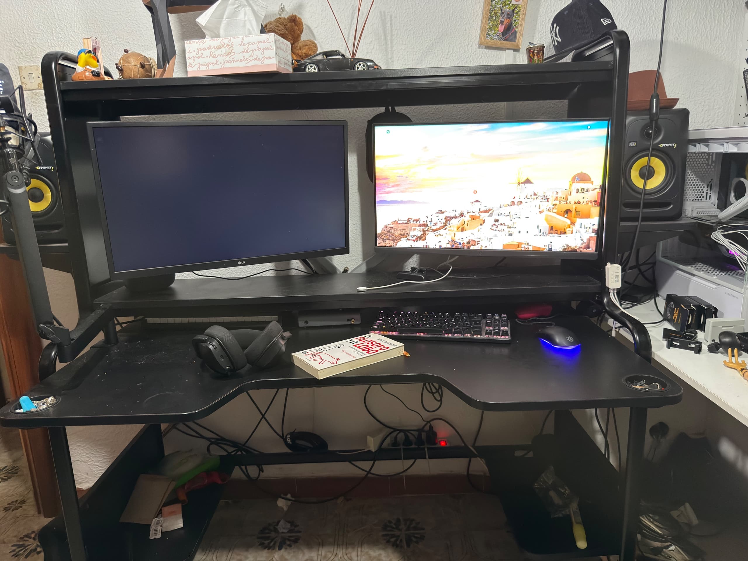 FREDDE escriptori gaming, negre, 140/185x74x146 cm
