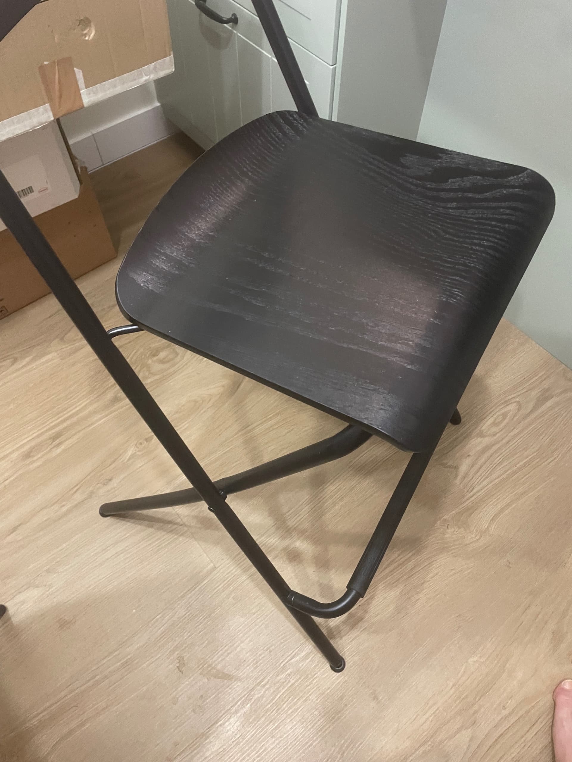 FRANKLIN tamboret alt+respatller, plegable, alçària del tauler negre/negre, 63 cm