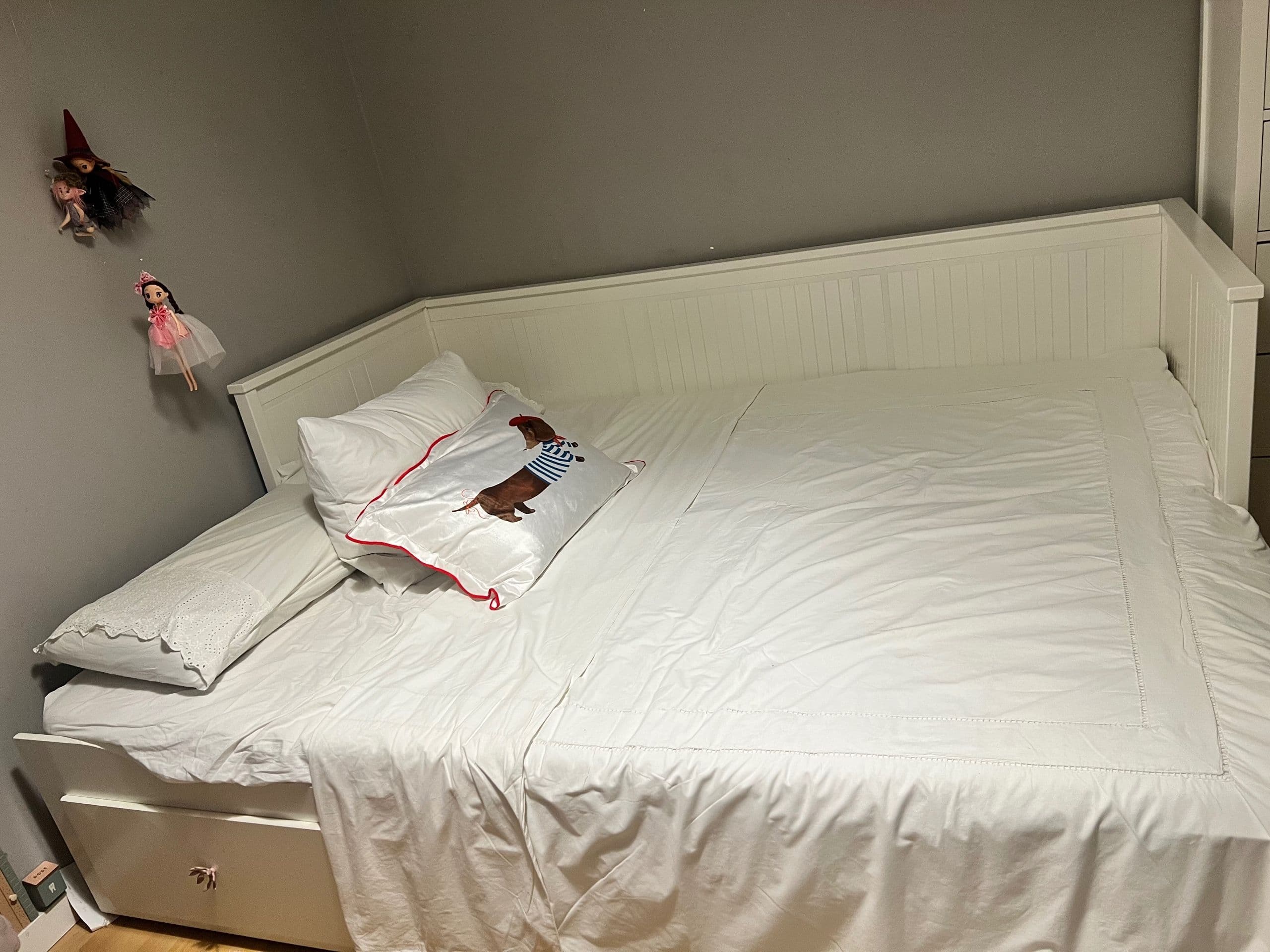 HEMNES logelako altzariak, 3 unitat. sorta, tindu zuria, 80x200 cm