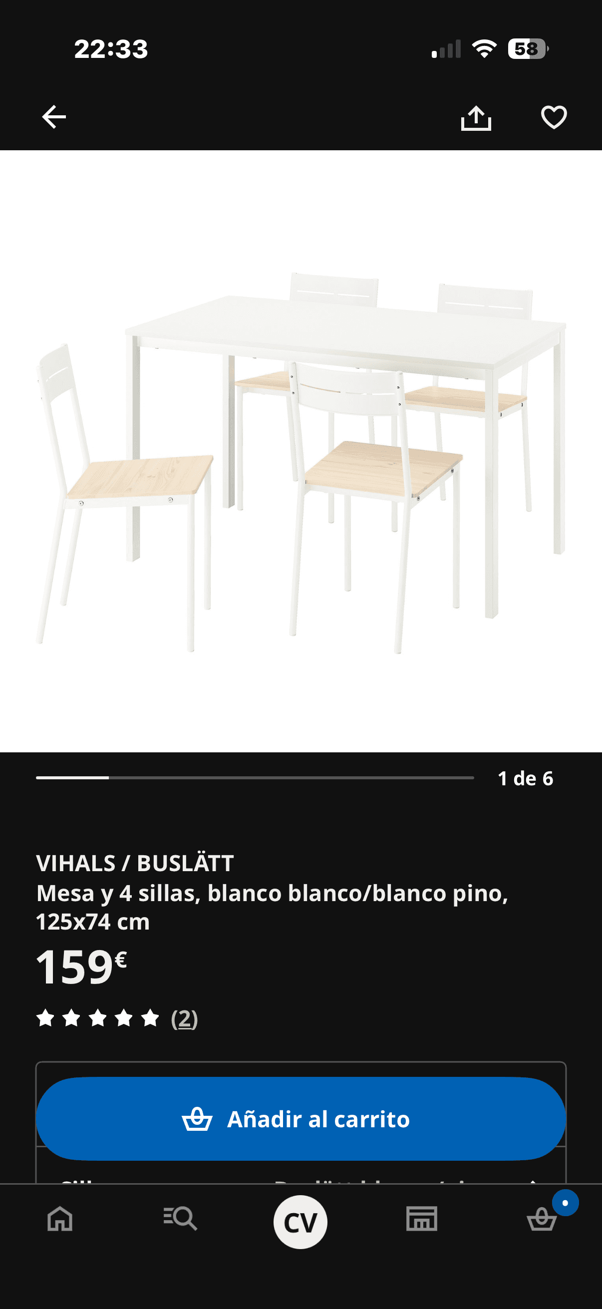 VIHALS / BUSLÄTT taula i 4 cadires, blanc blanc/blanc Pi pinyer, 125x74 cm