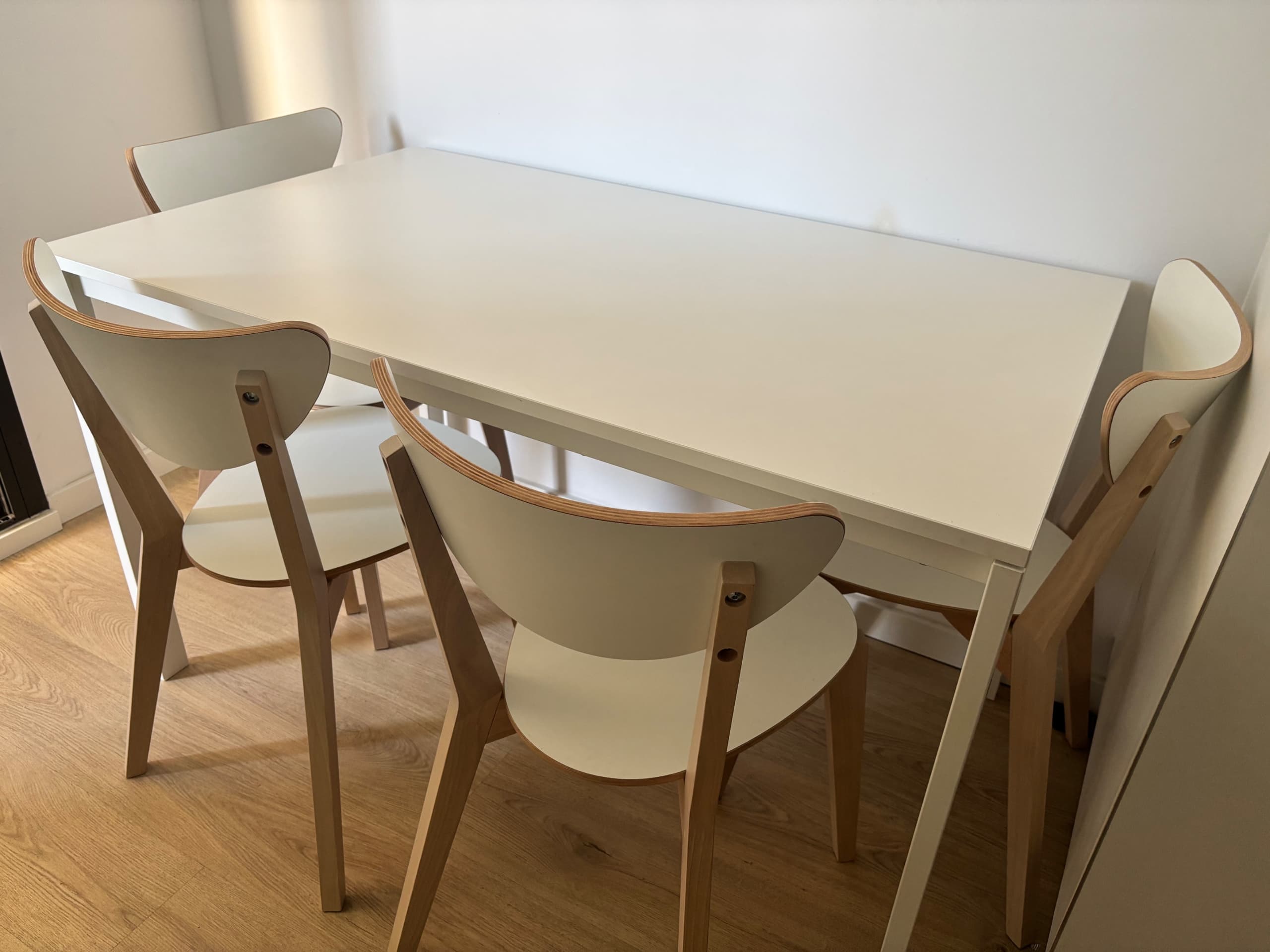 TONSTAD / KRYLBO TONSTAD / GRÖNSTA taula i 4 cadires, os/blanc, 150x80 cm