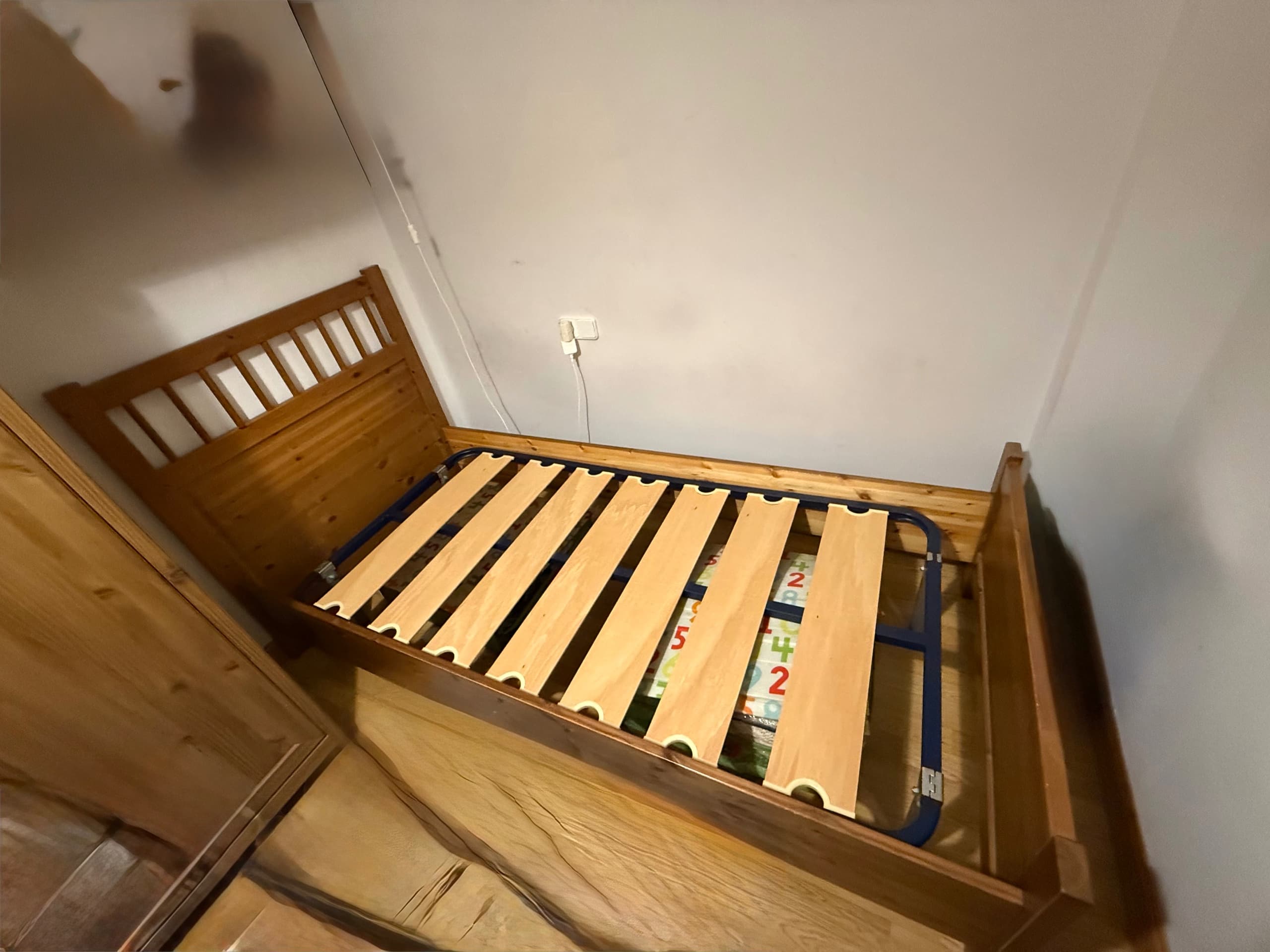 HEMNES estructura de cama, tinte blanco/Lönset, 90x200 cm