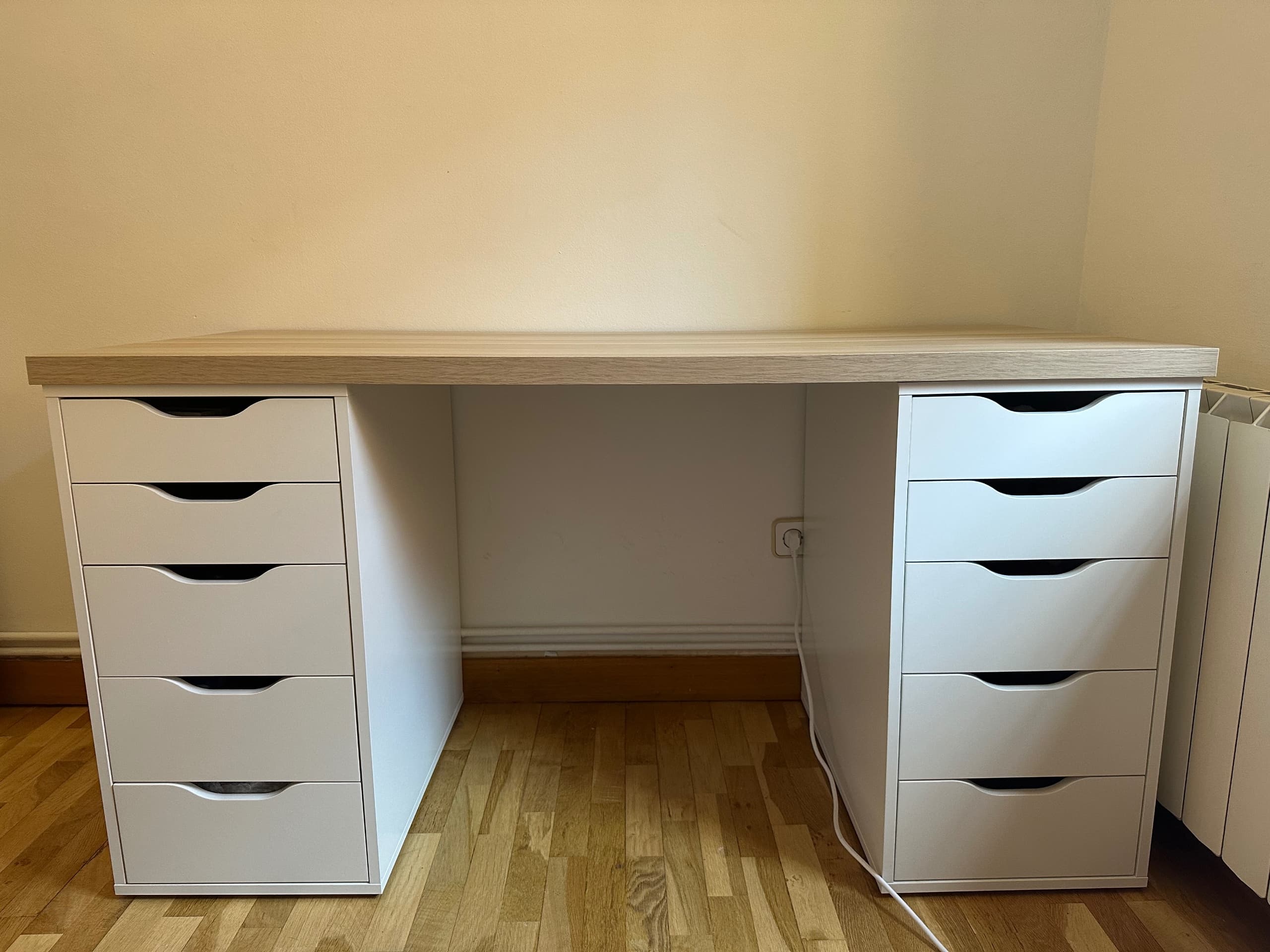 LAGKAPTEN / ALEX escriptori, efecte roure tenyit blanc/blanc, 140x60 cm