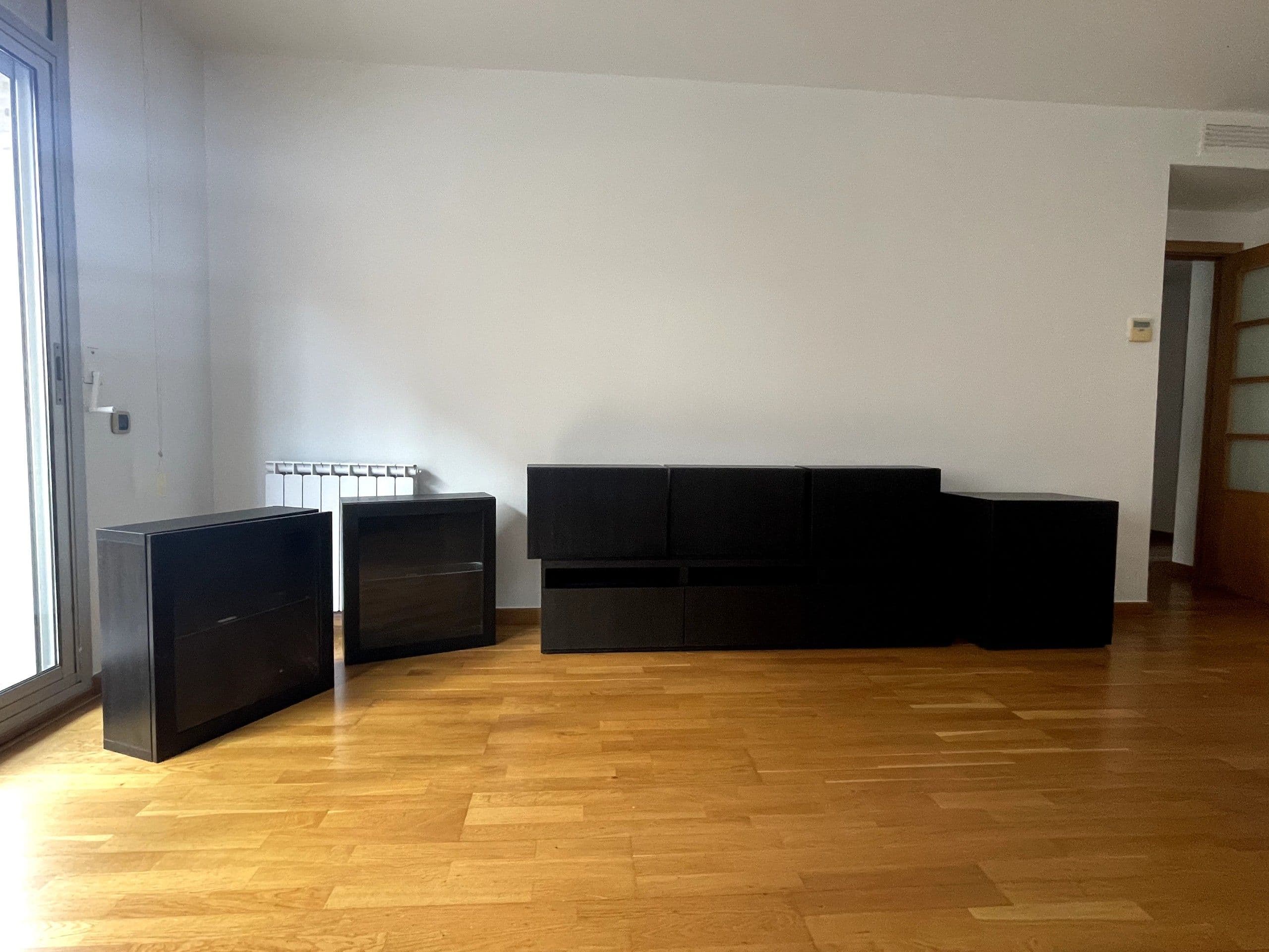 BESTÅ TV storage combination/glass doors, black-brown/Lappviken black-brown clear glass, 300x42x211 cm