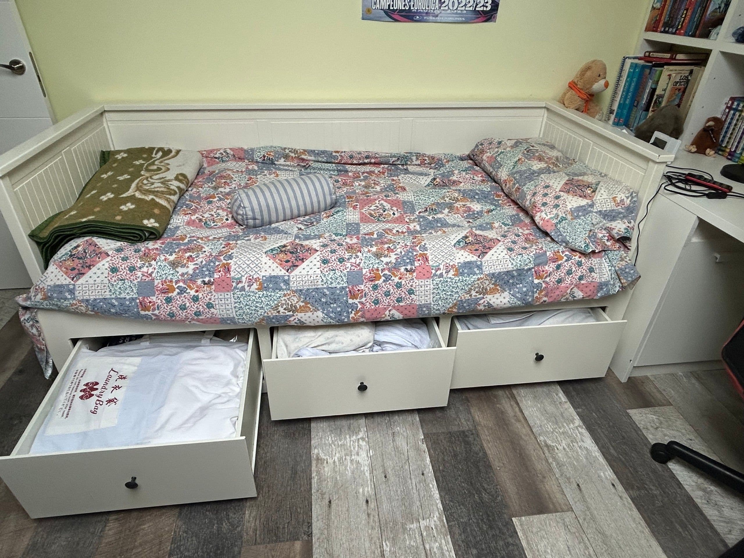HEMNES bedroom furniture, set of 3, white stain, 80x200 cm