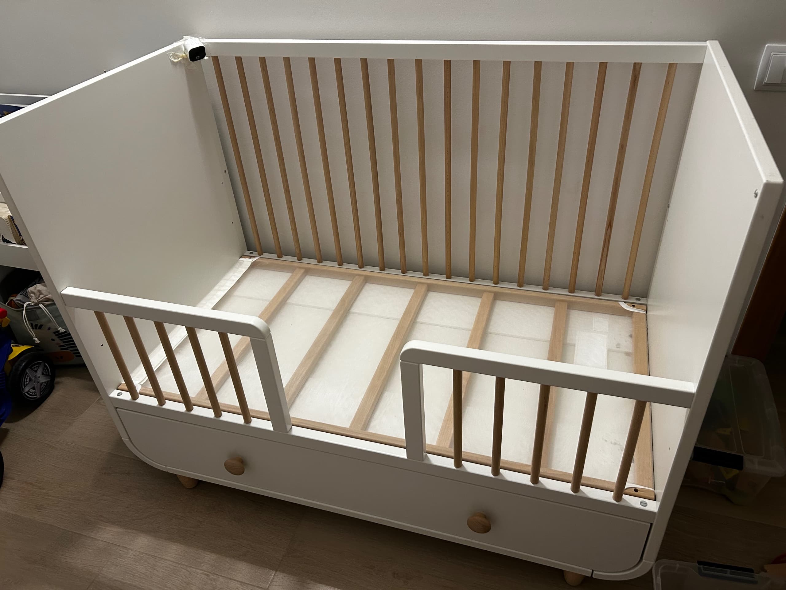 MYLLRA berce+caixón, branco, 60x120 cm
