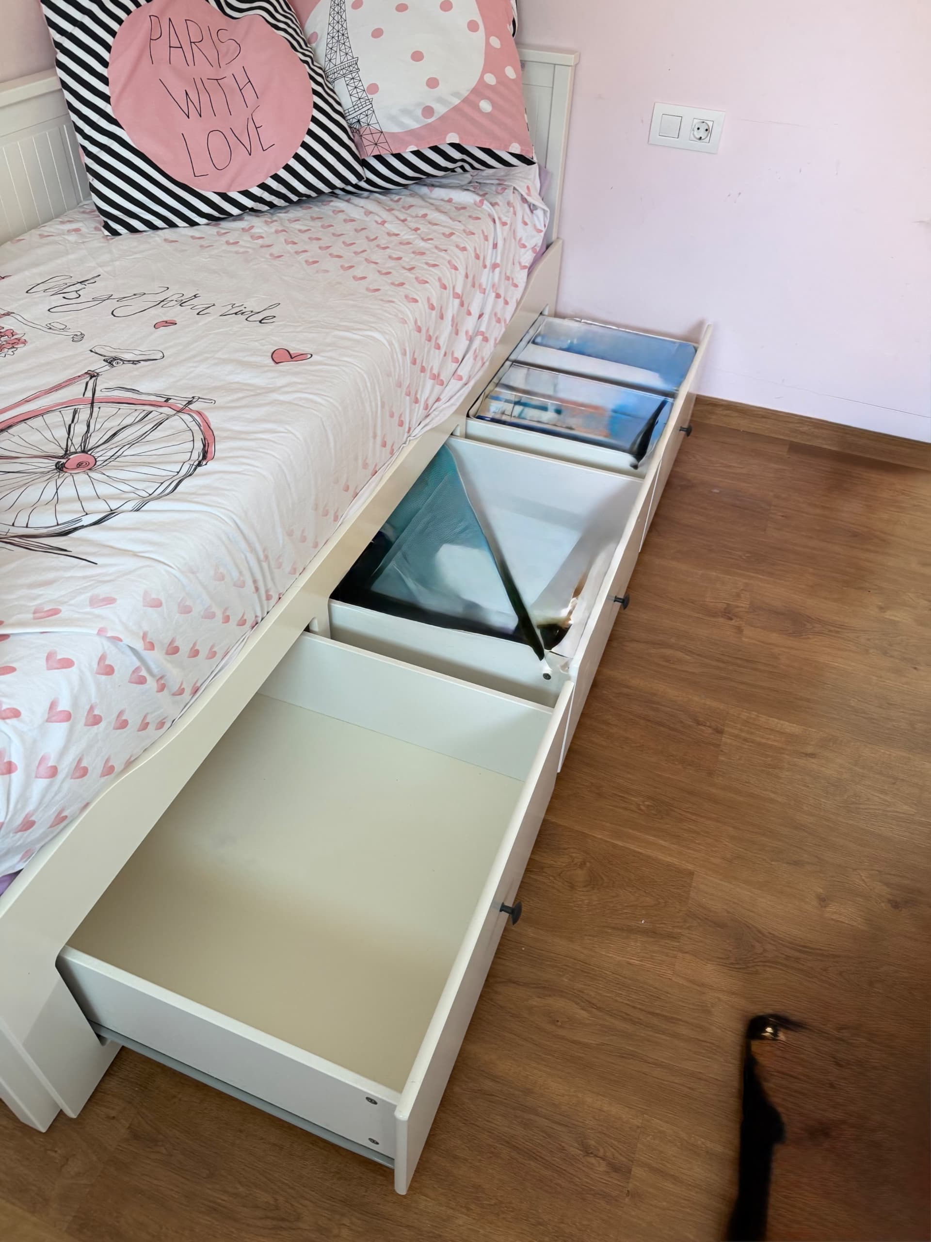 HEMNES Estructura diván con 3 cajones, blanco, 80x200 cm