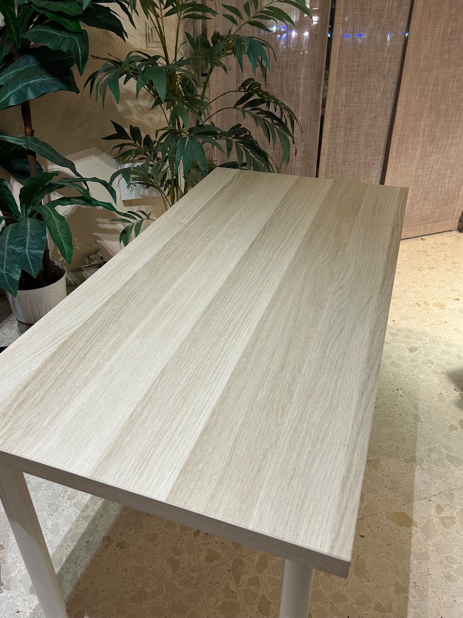 LAGKAPTEN / OLOV escritorio, efecto roble tinte blanco/blanco, 120x60 cm