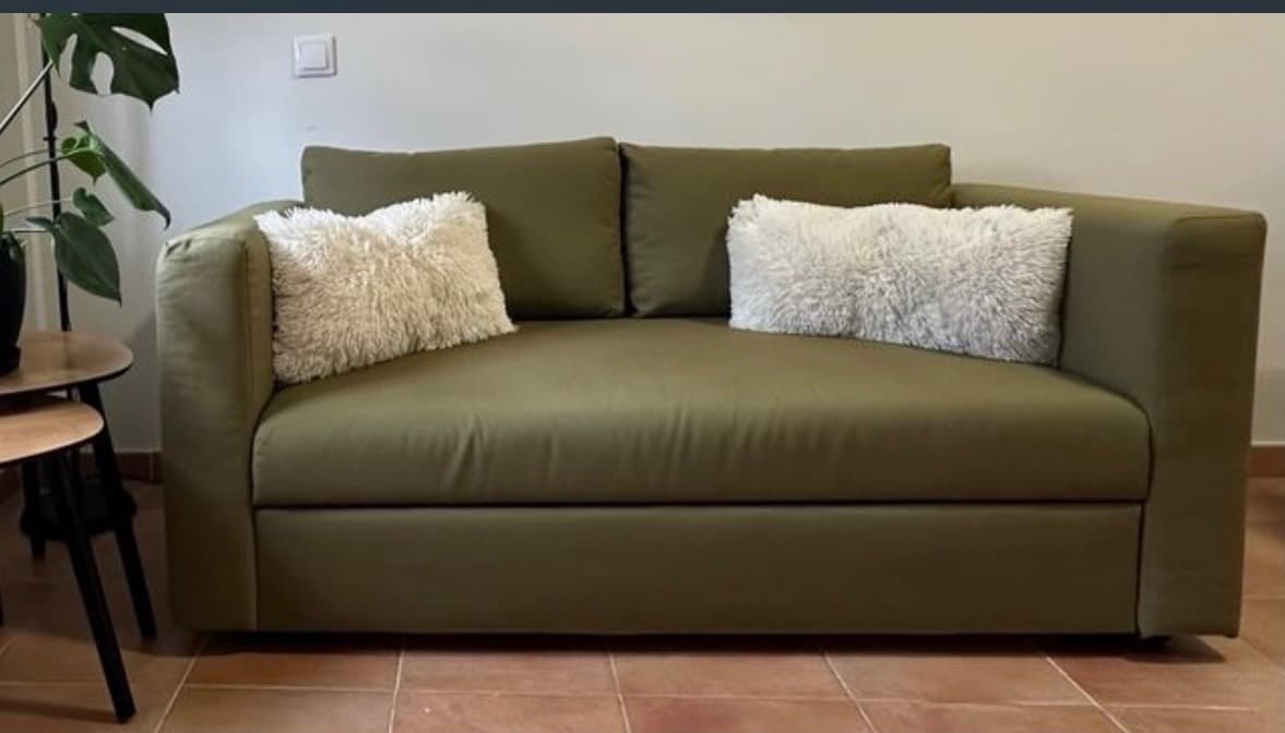 SKÖNABÄCK sofá cama 2, Vissle verde-amarelo