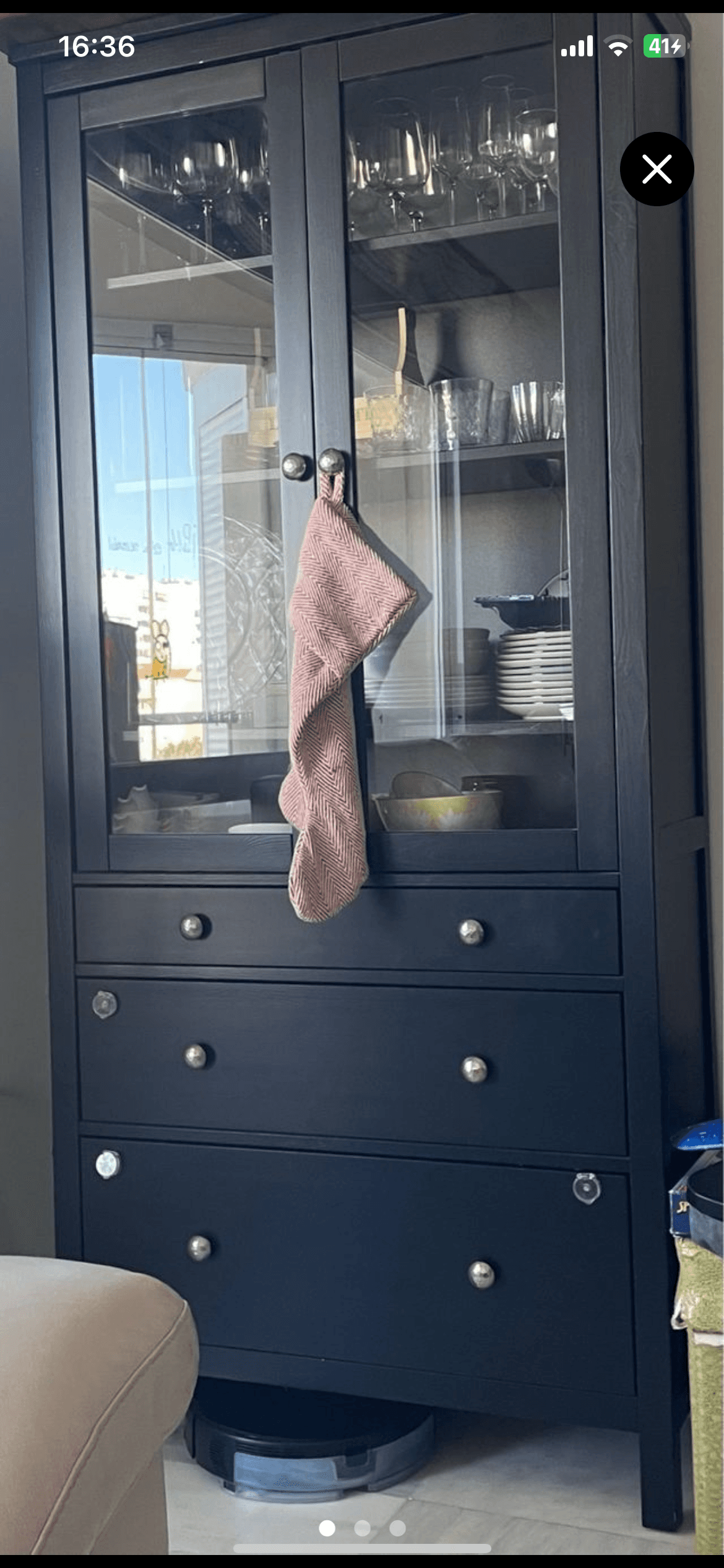 HEMNES Vitrina con caixóns, negro-marrón/marrón claro, 90x197 cm