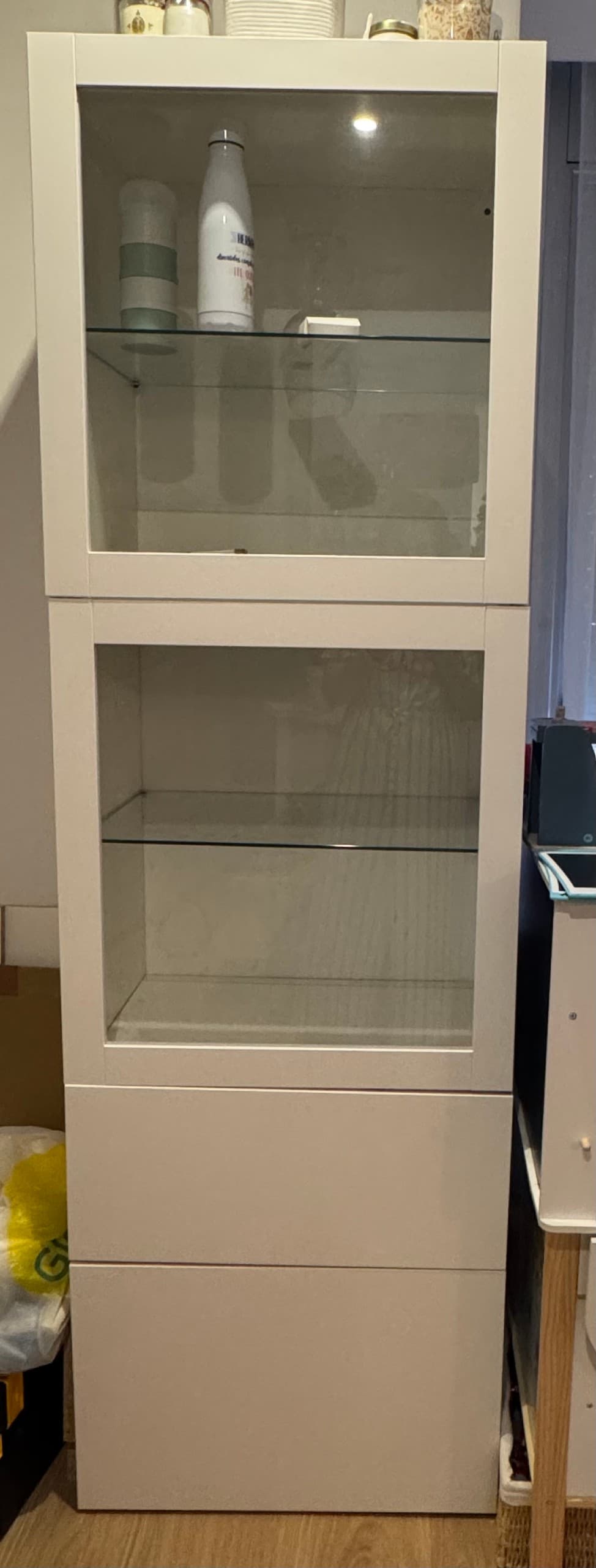 BESTÅ emmagatz+portes vidre, blanc/Lappviken vidre transparent blanc, 60x42x193 cm