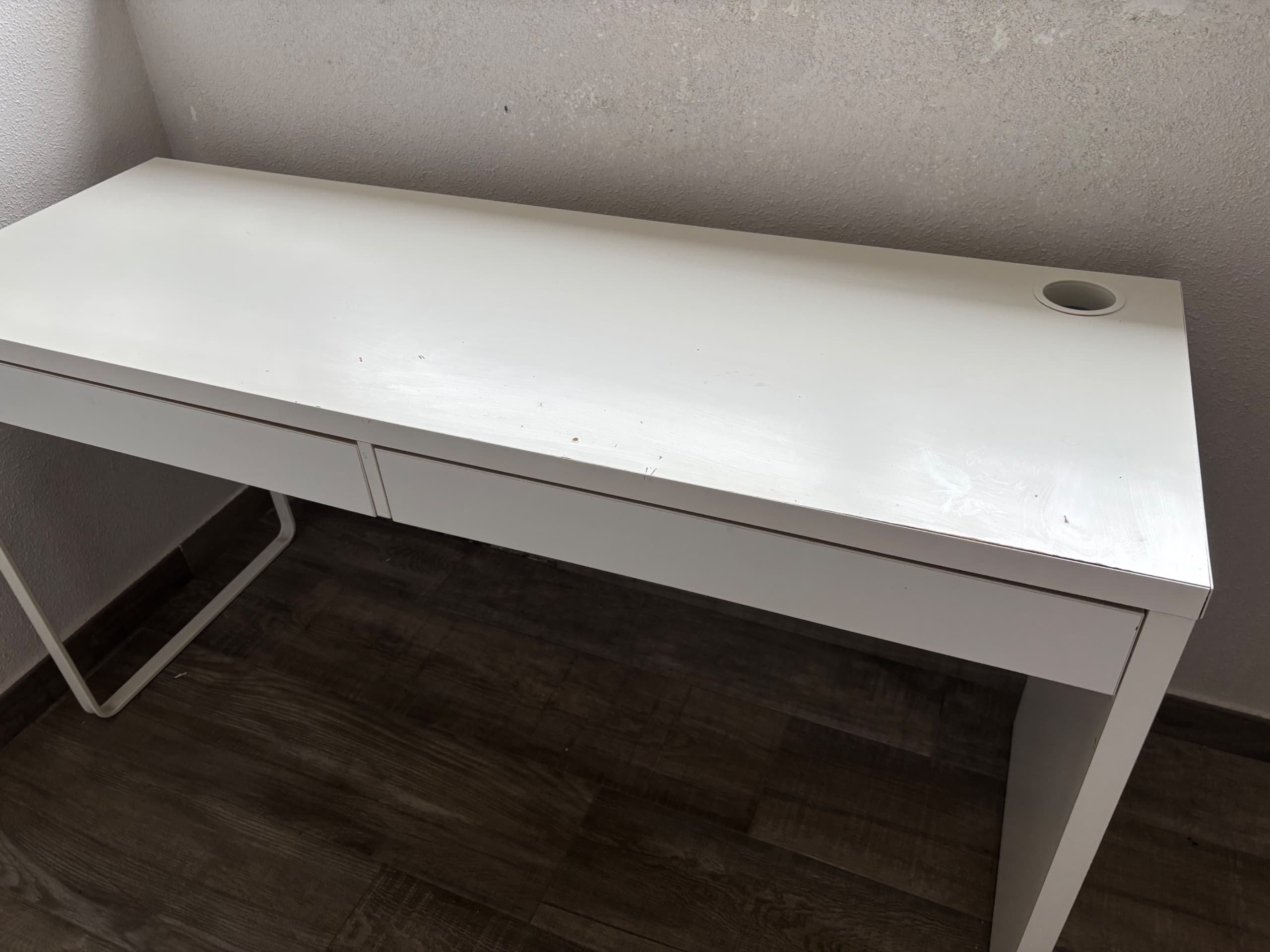 MICKE desk, white, 142x50 cm