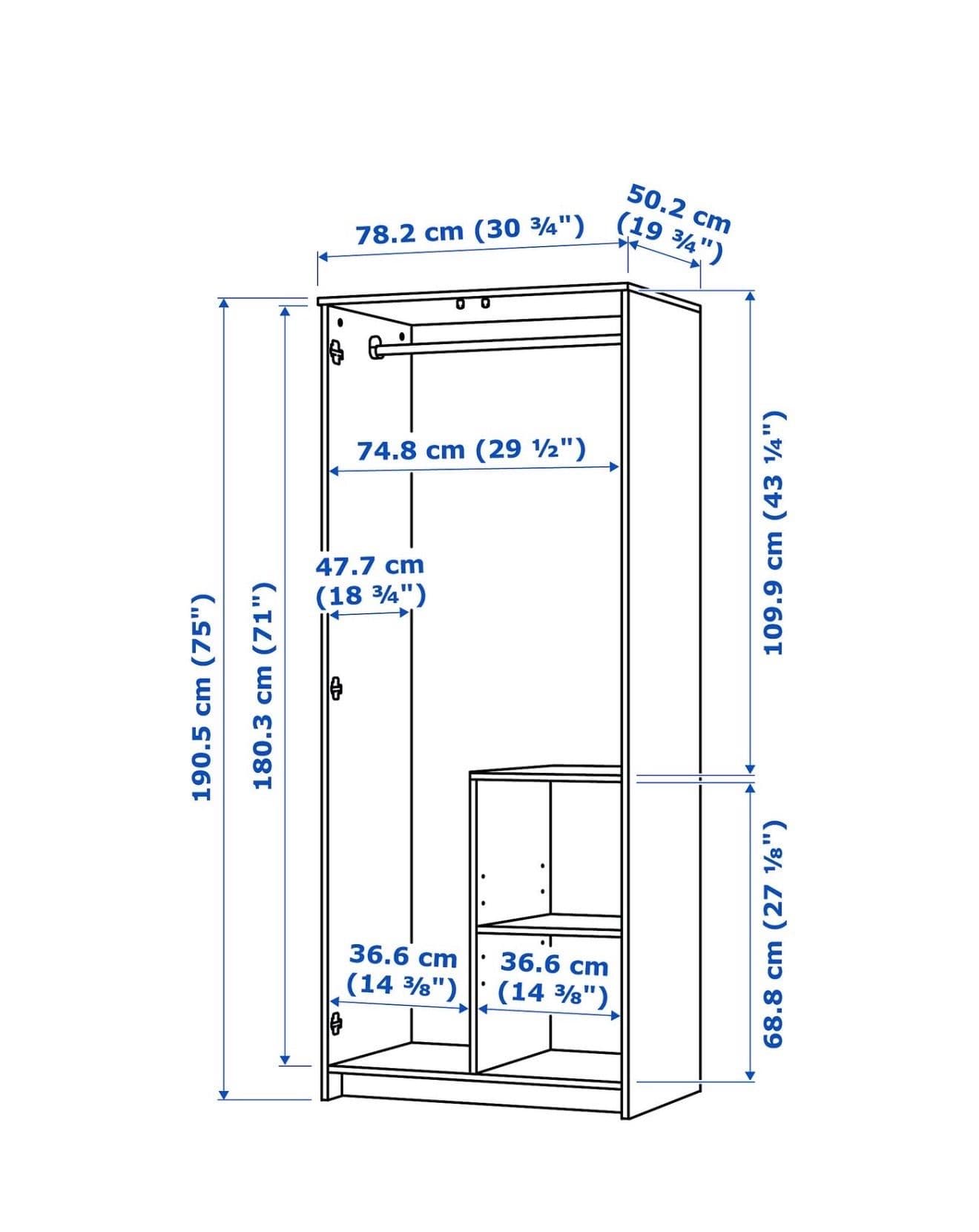 BRIMNES Armario con 2 puertas, blanco, 78x190 cm