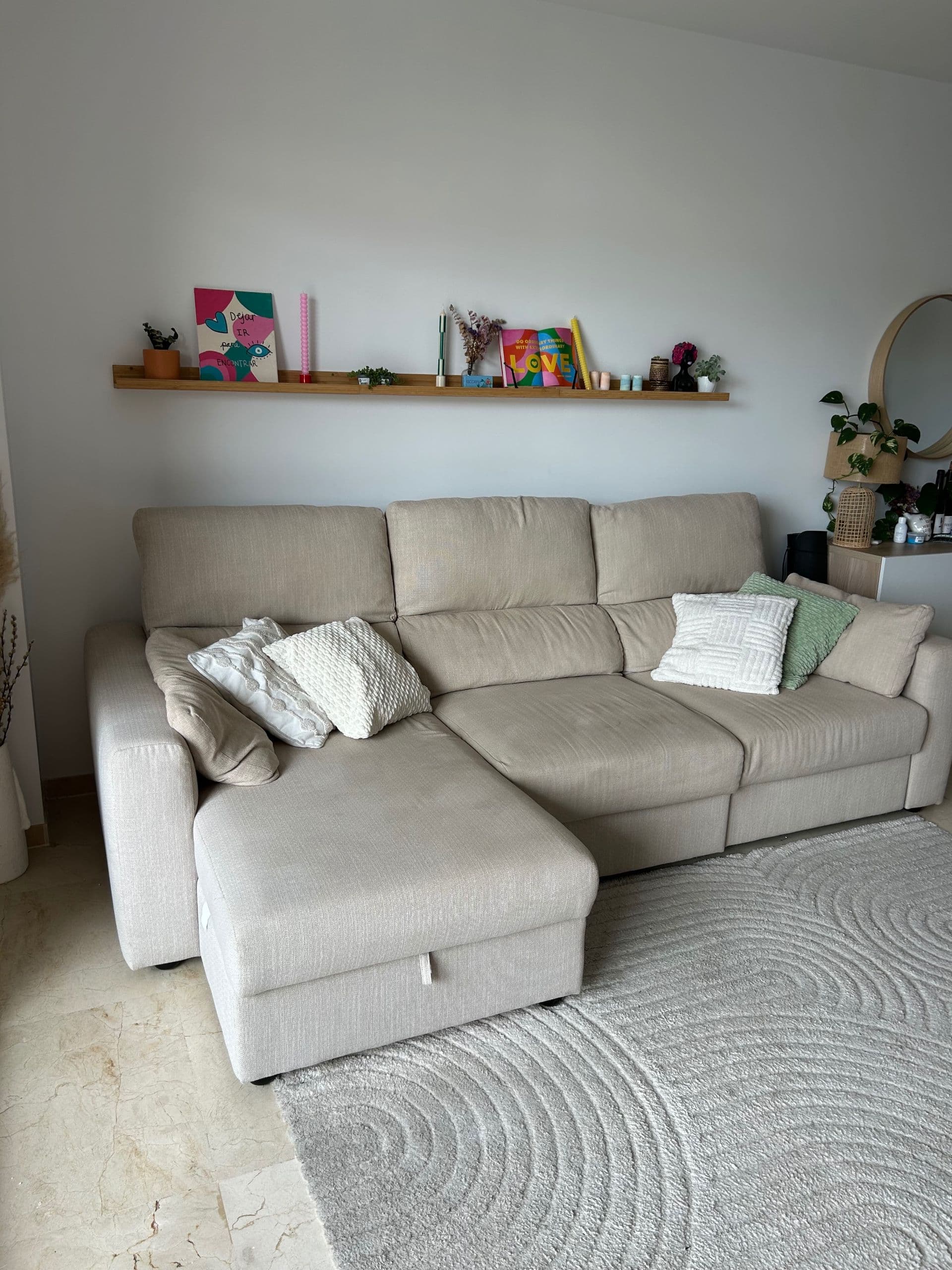 ESKILSTUNA sofà de 3 places amb chaise longue, Hillared beix