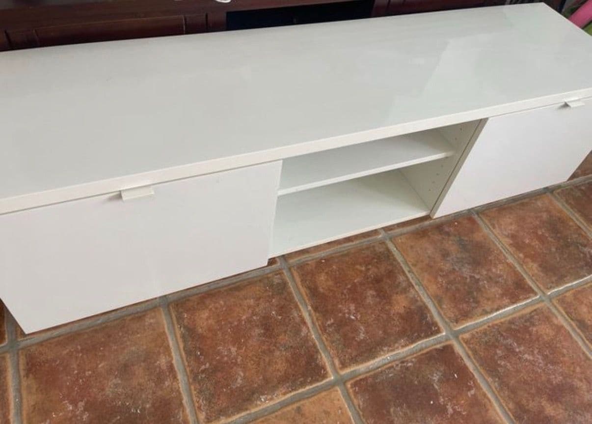 BYÅS moble TV, alto brillo branco, 160x42x45 cm
