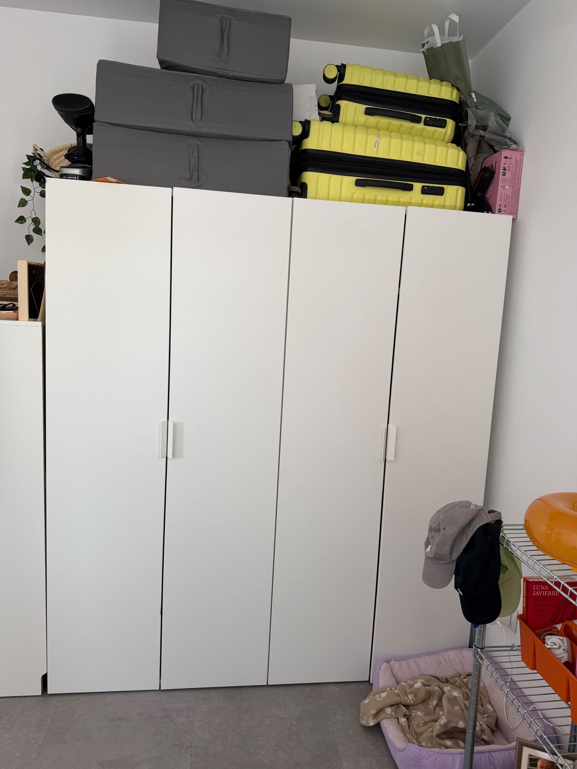 PLATSA wardrobe with 4 doors, white/Fonnes white, 160x57x181 cm