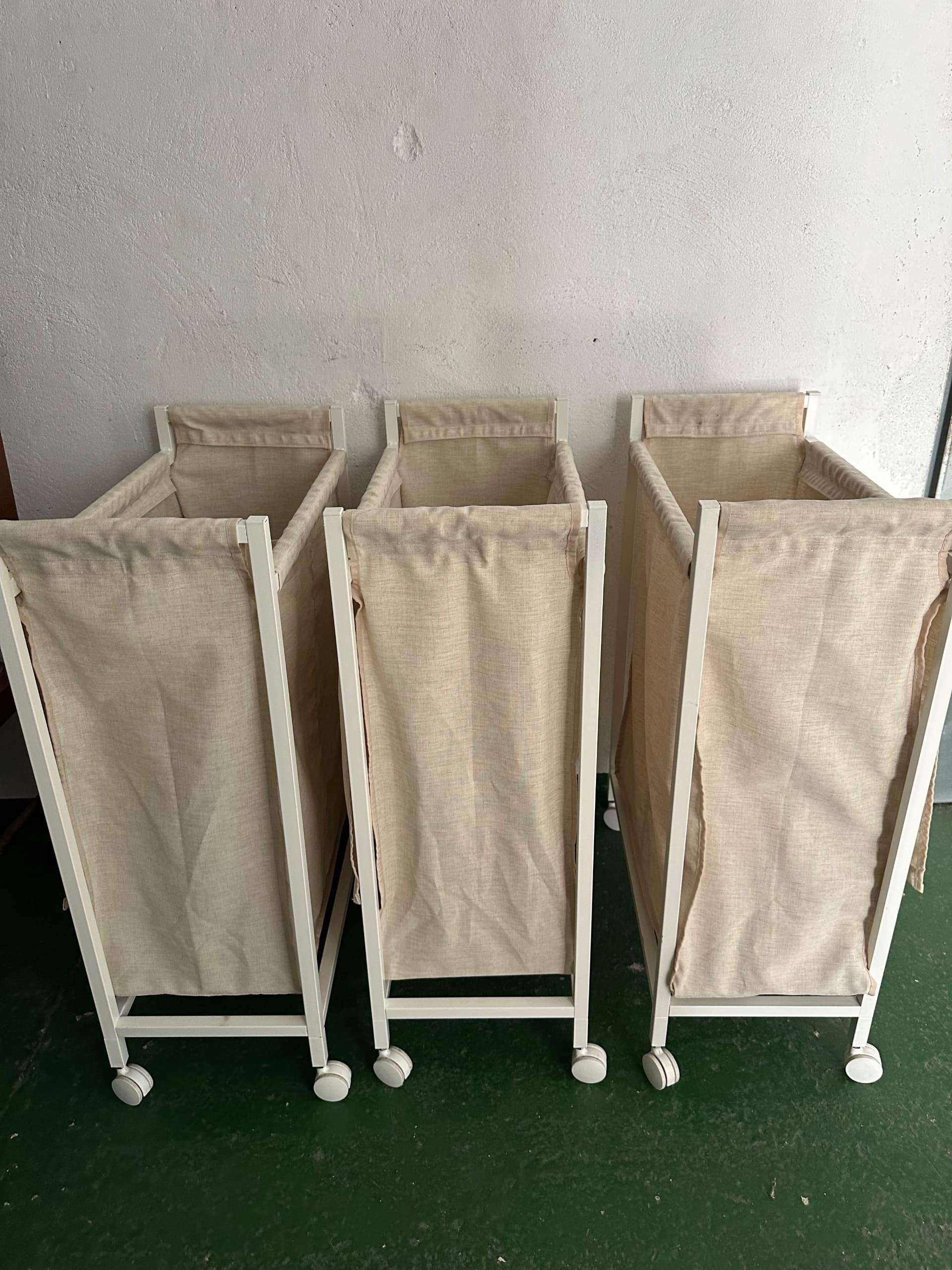 ENHET laundry bag with castors, white, 80 l