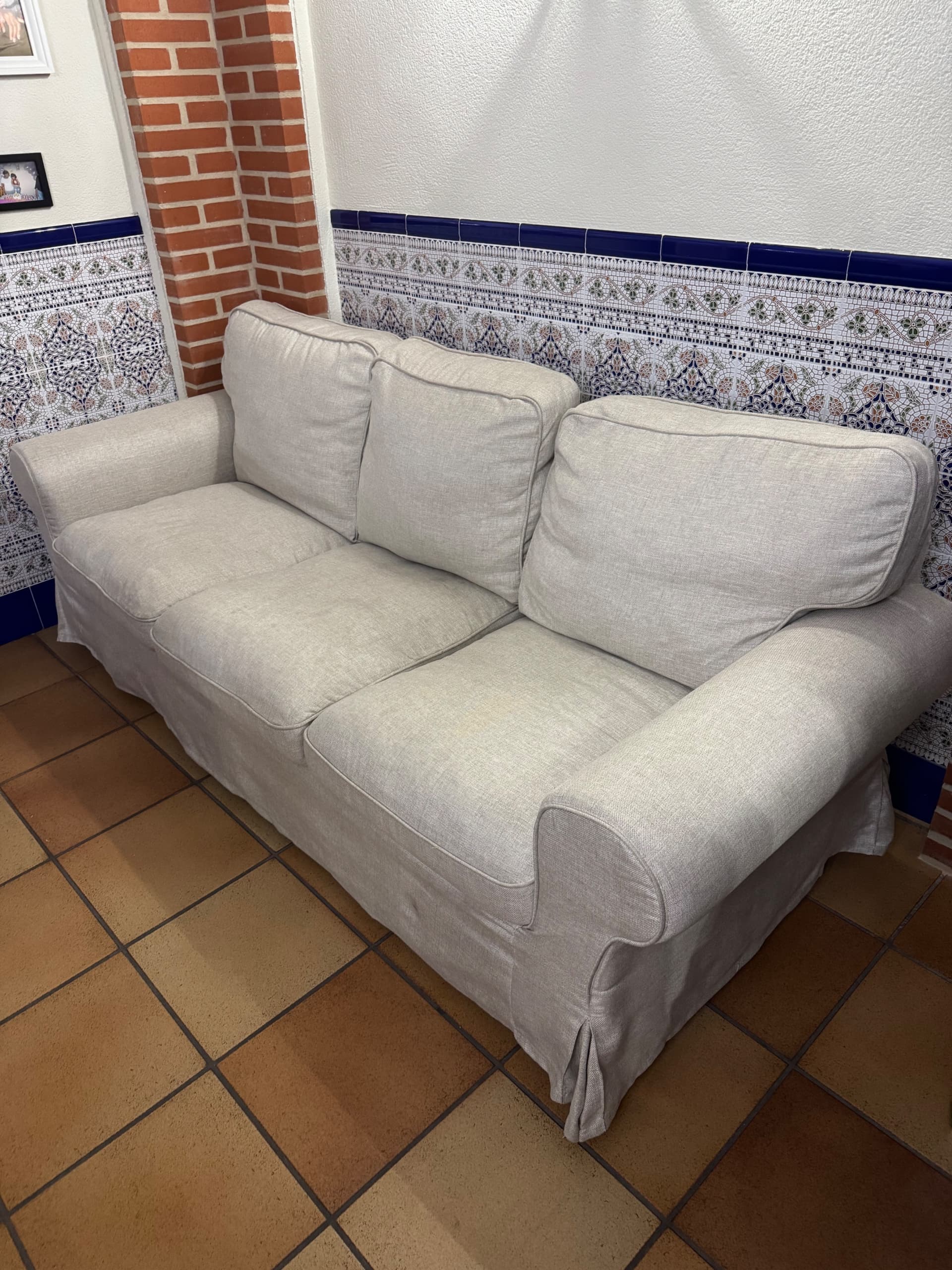 EKTORP 3-seat sofa, Kilanda light beige