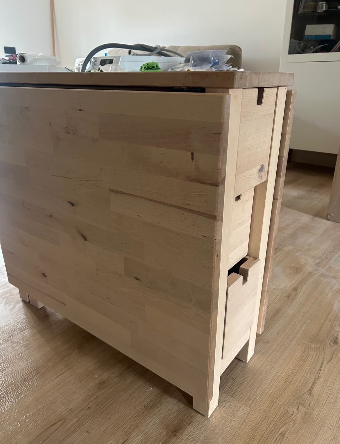 NORDEN mesa ás abatibles, bidueiro, 26/89/152x80 cm