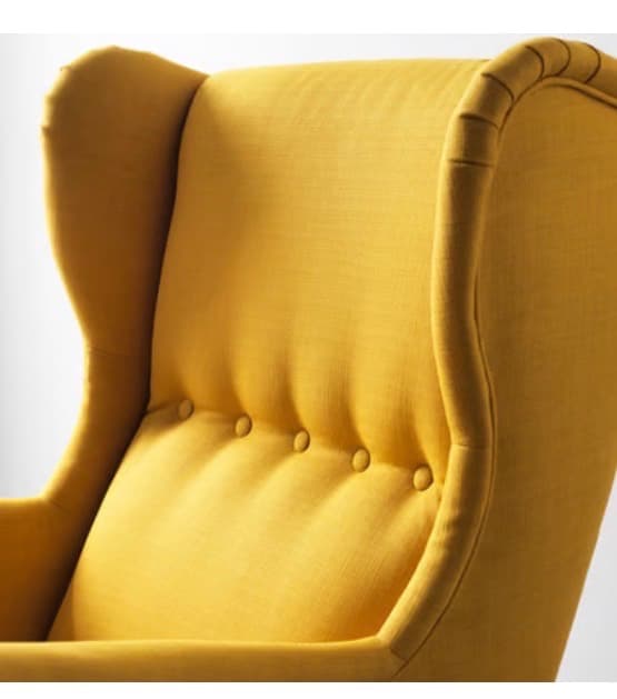 STRANDMON Sillón orejero, Skiftebo amarillo