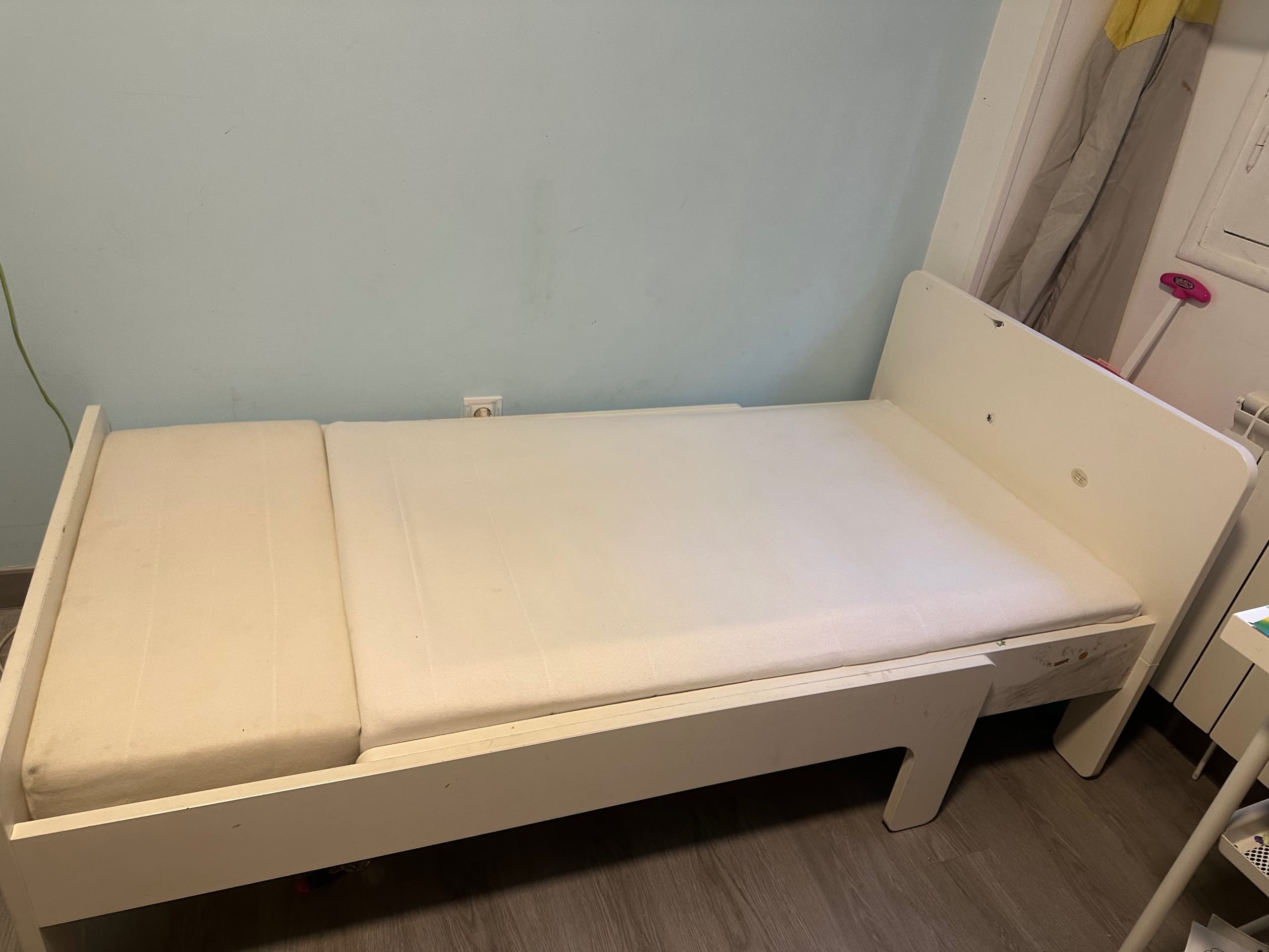 SLÄKT estruc. llit extens.+somier làmines, blanc, 80x200 cm