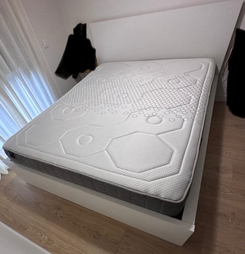 MALM estructura de llit alt, blanc/Lönset, 160x200 cm
