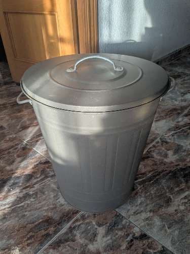 KNODD Cubo con tapa, gris, diámetro: 41 cm