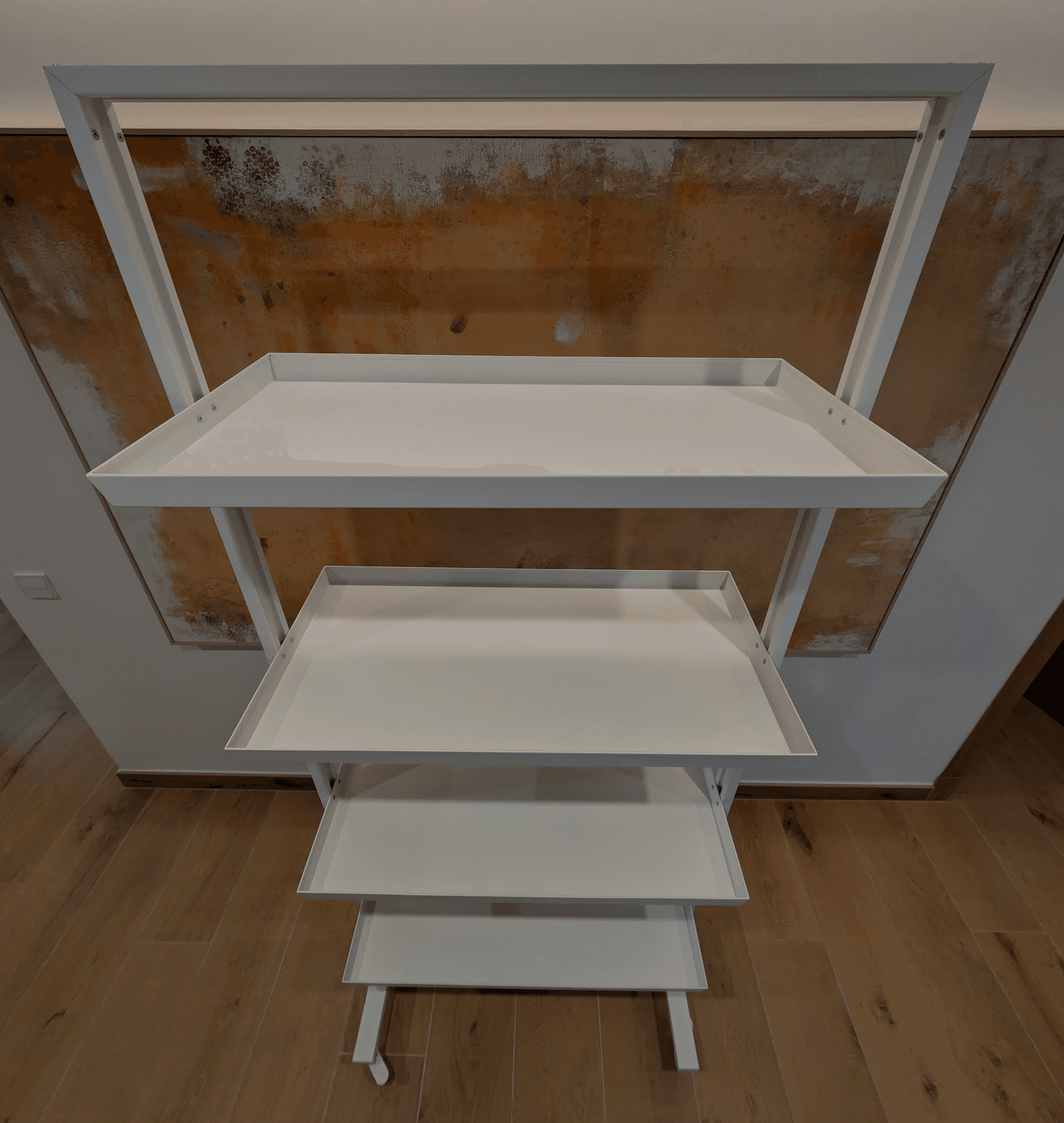 MITTZON frame with castors/display shelf, white, 85x205 cm