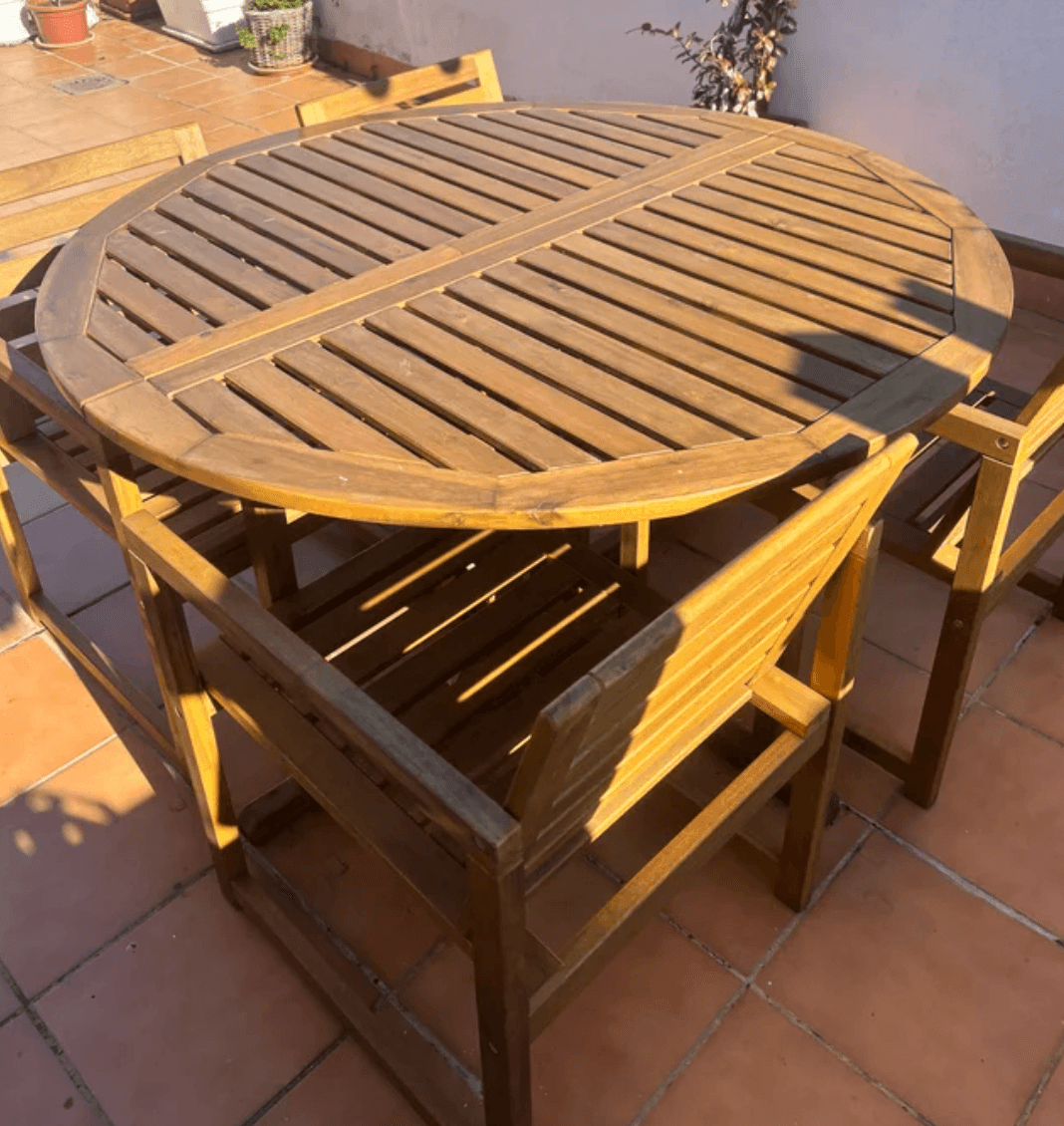 NÄMMARÖ Mesa xardín, tintura marrón claro, 130 cm