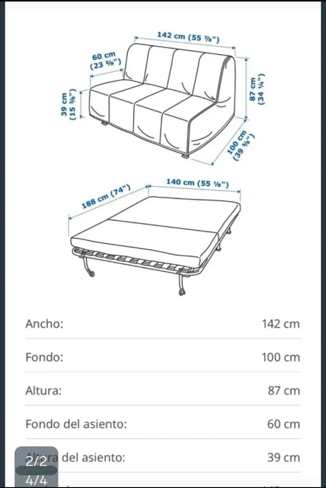 LYCKSELE LÖVÅS sofá cama de 2 plazas, Knisa gris claro