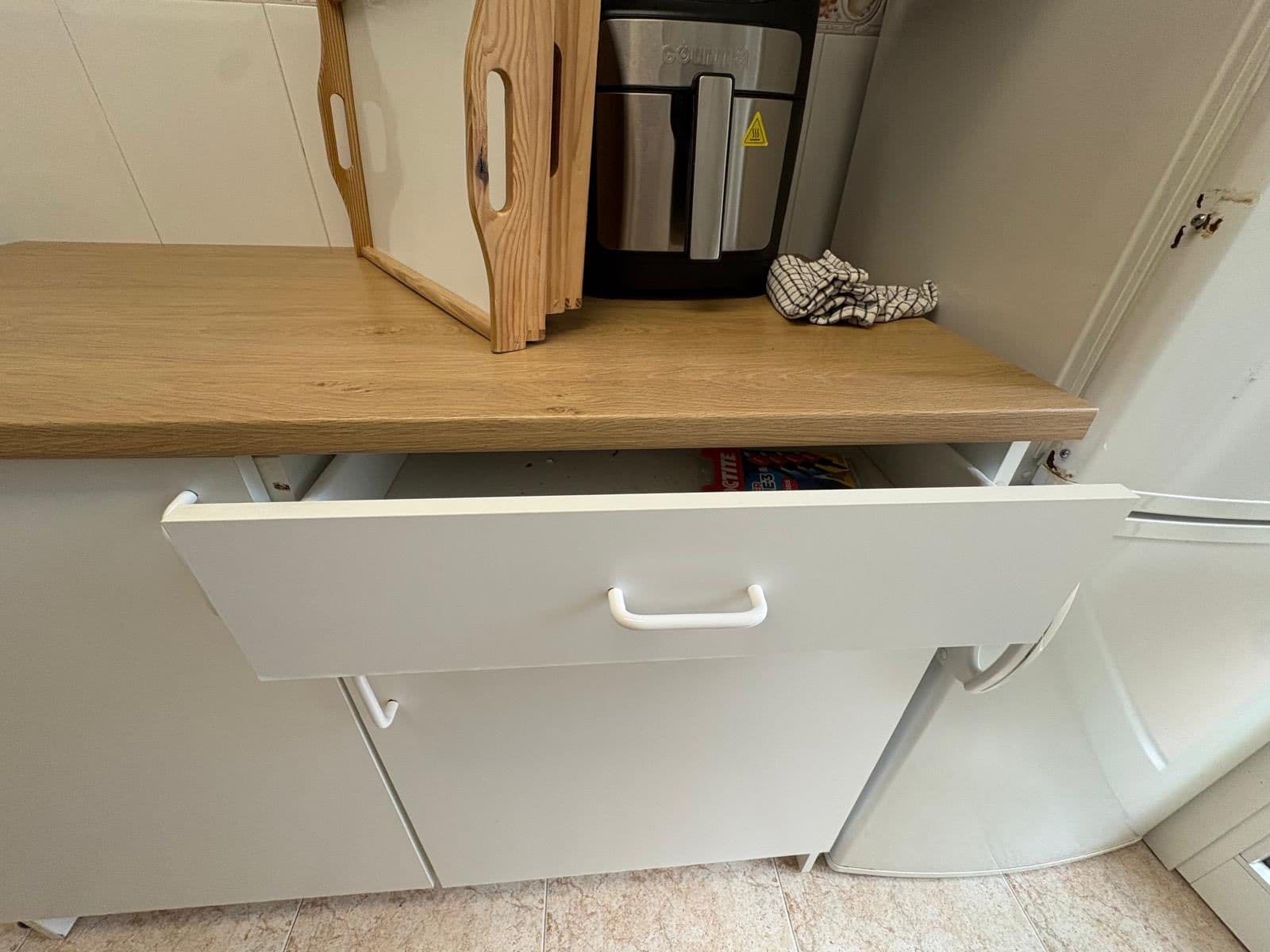 KNOXHULT base cabinet with doors and drawer, white frame, 120 cm
