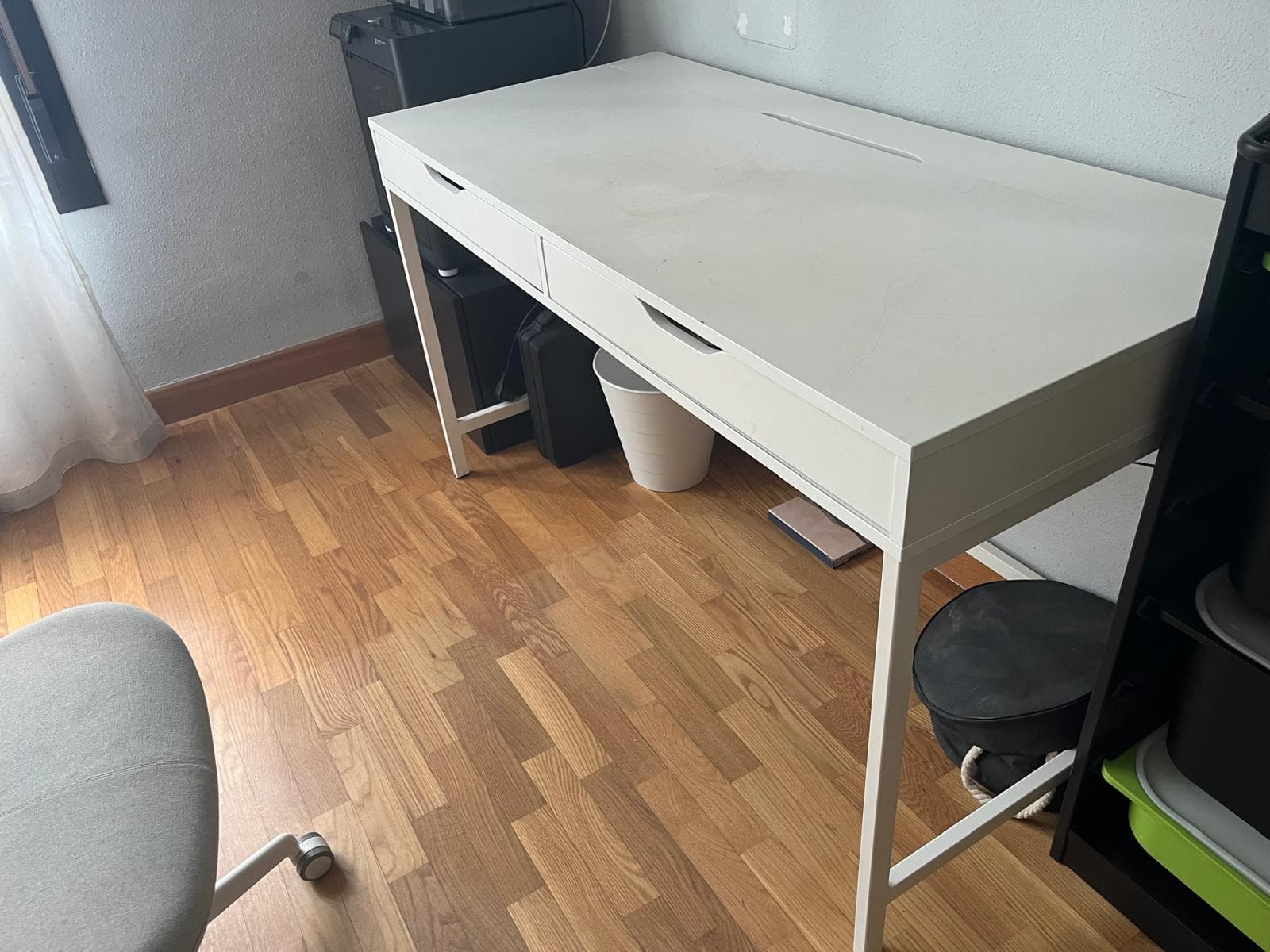 ALEX escriptori, tint blanc/efecte roure, 132x58 cm