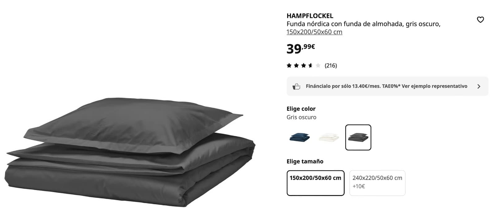 HAMPFLOCKEL funda nórdica e funda almofada