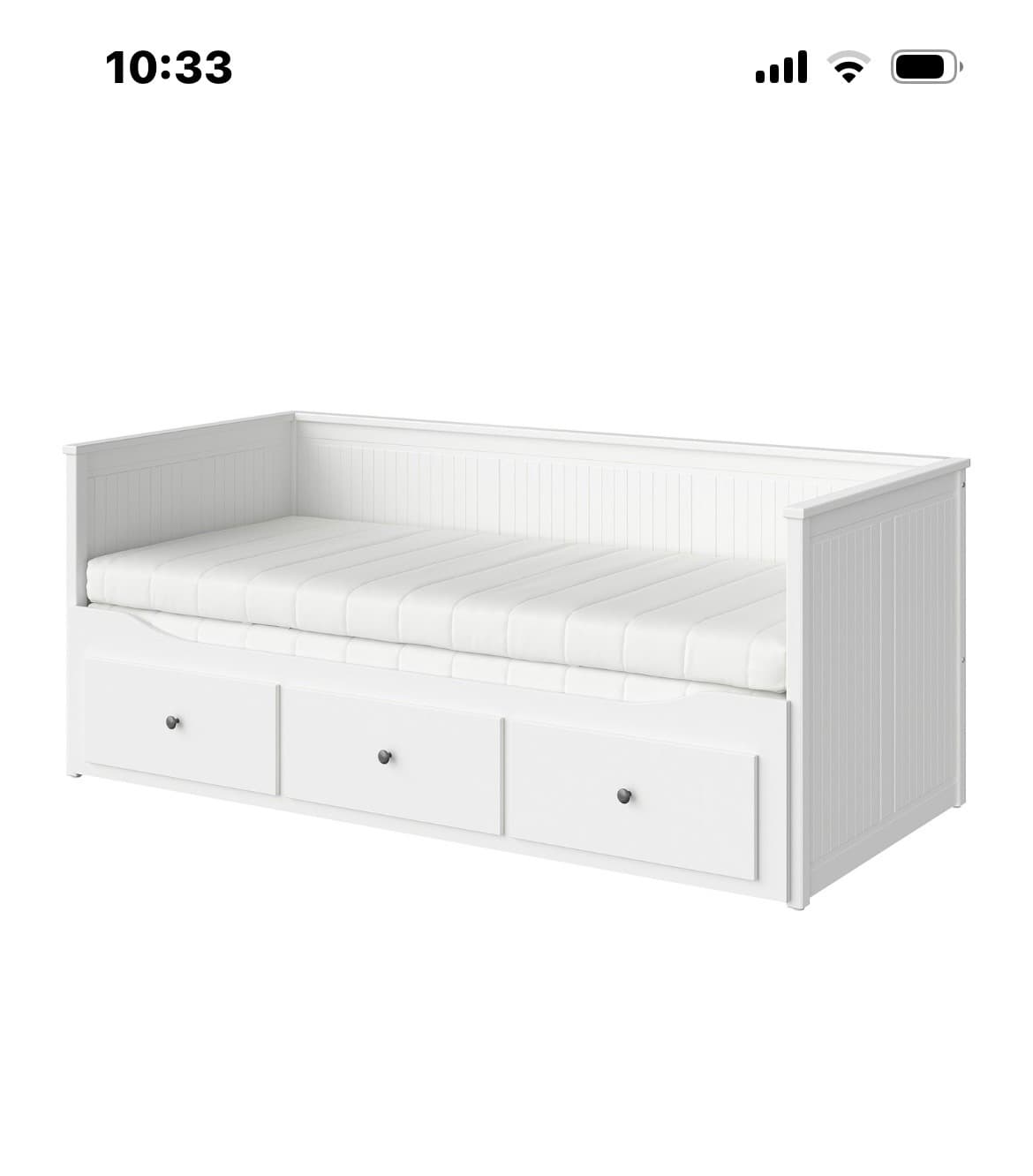HEMNES CAMA DIVAN diván con 3 caixóns e 2 colchóns, branco/Åsvang firme