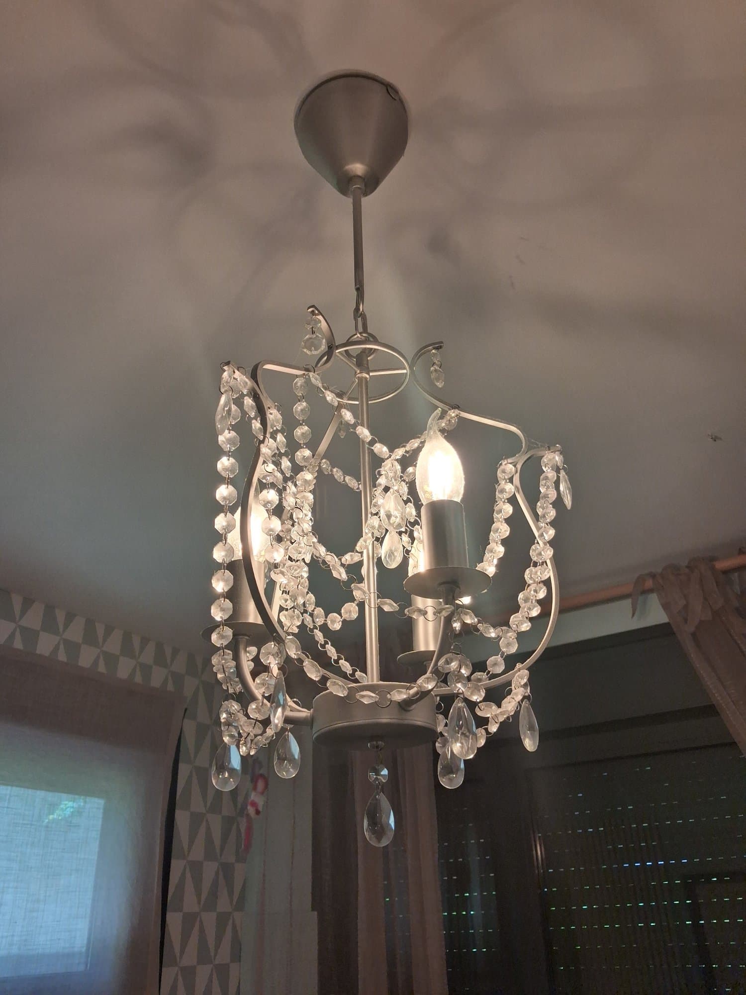 KRISTALLER chandelier, 3-armed, silver-colour/glass