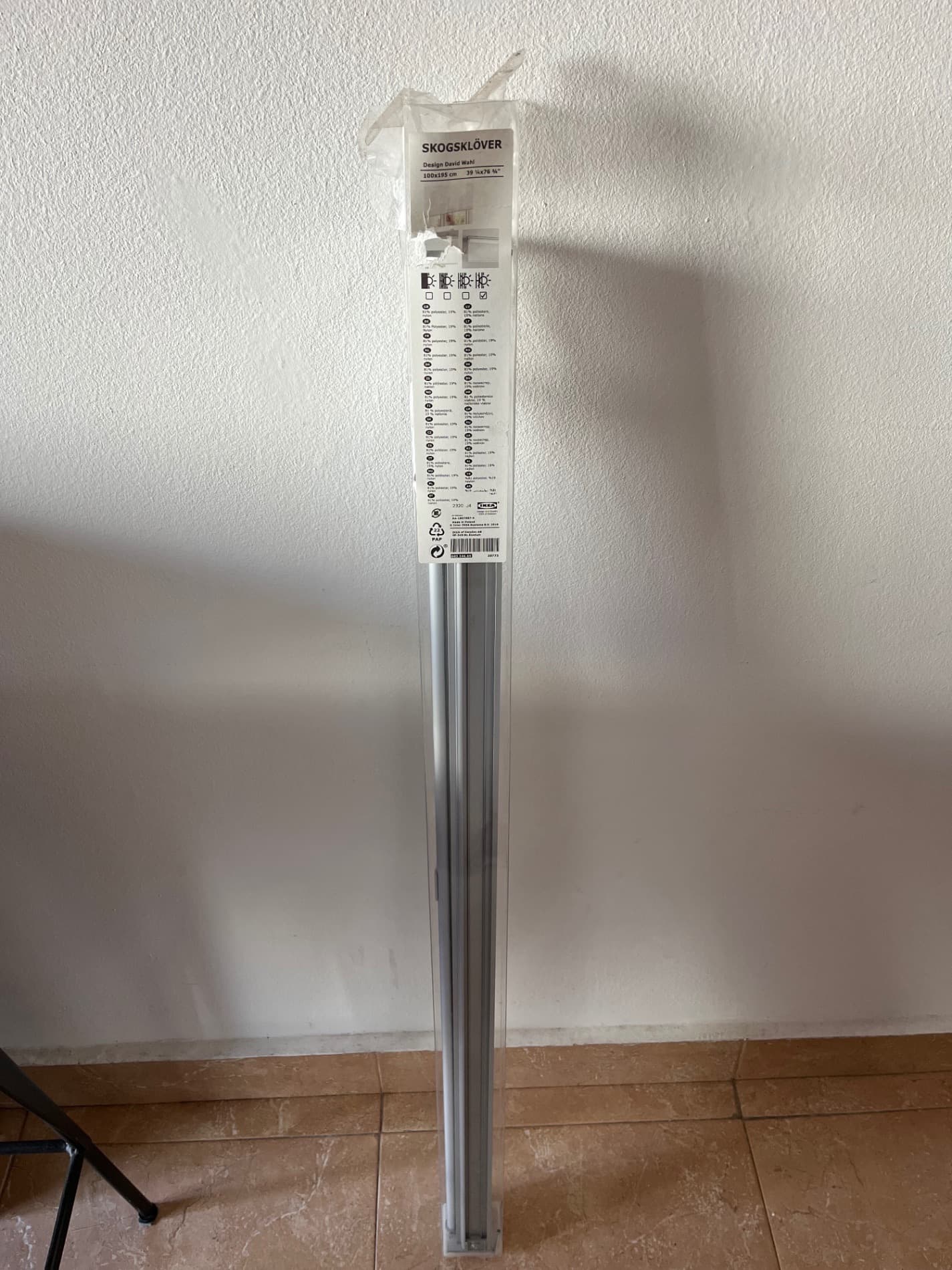 SKOGSKLÖVER SIN USO estor, blanc, 100x195 cm