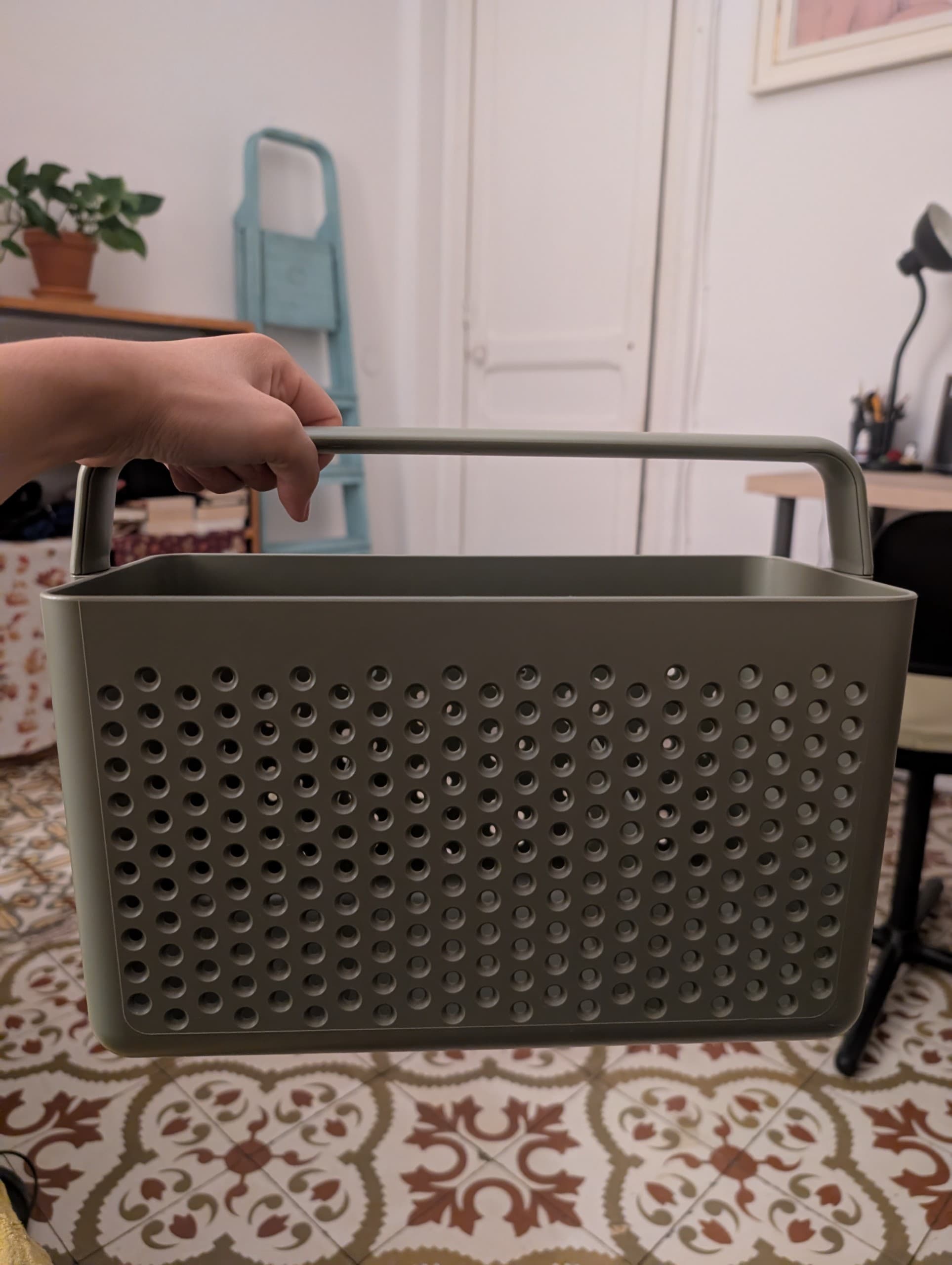 UPPRÄMEN storage basket, grey-green, 35x17x25 cm