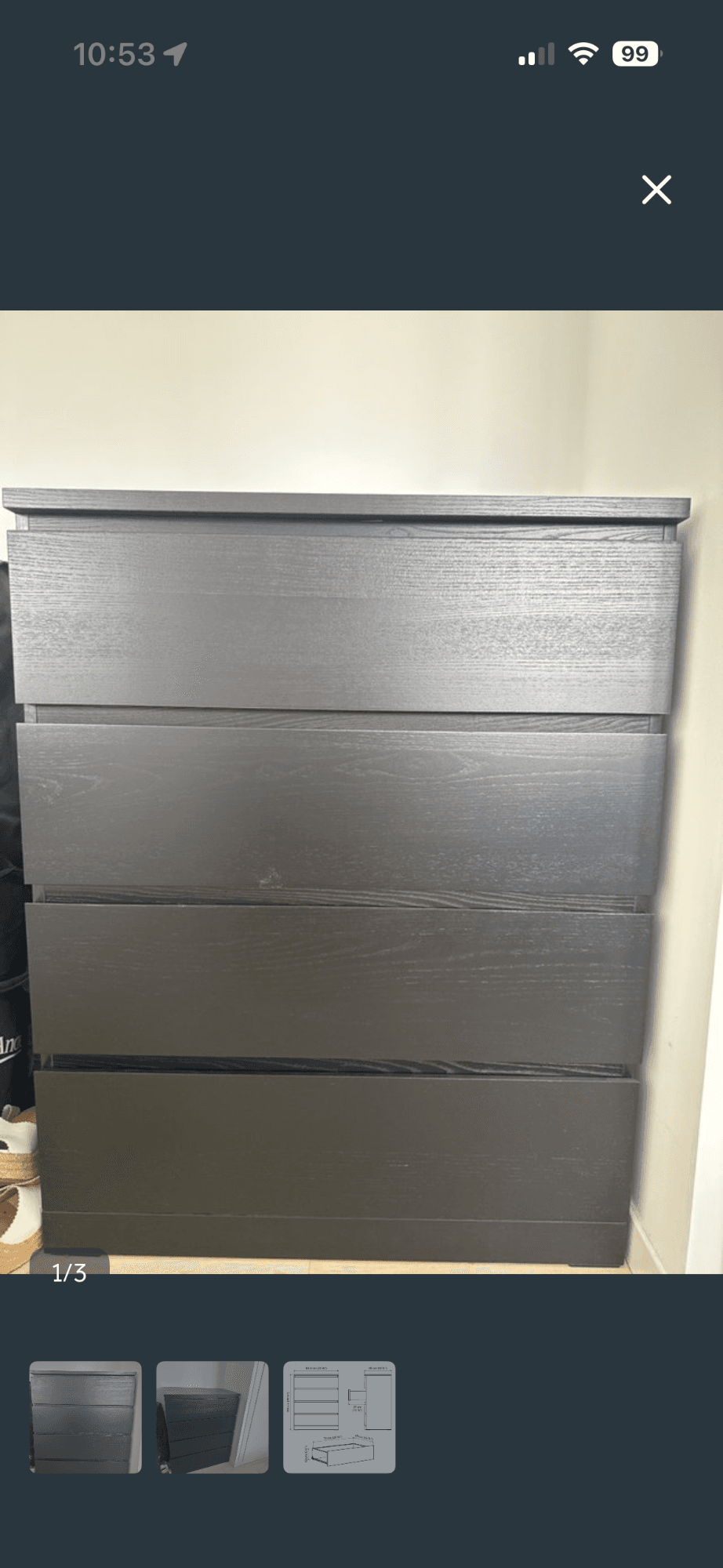 MALM cómoda de 4 cajones, negro-marrón