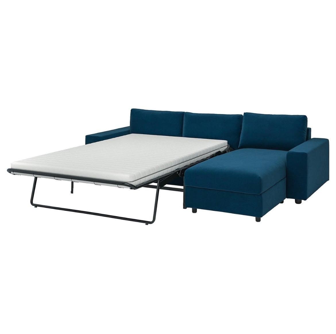 VIMLE-AZ. TERCIOPELO 3-seat sofa-bed with chaise longue, Kelinge dark blue