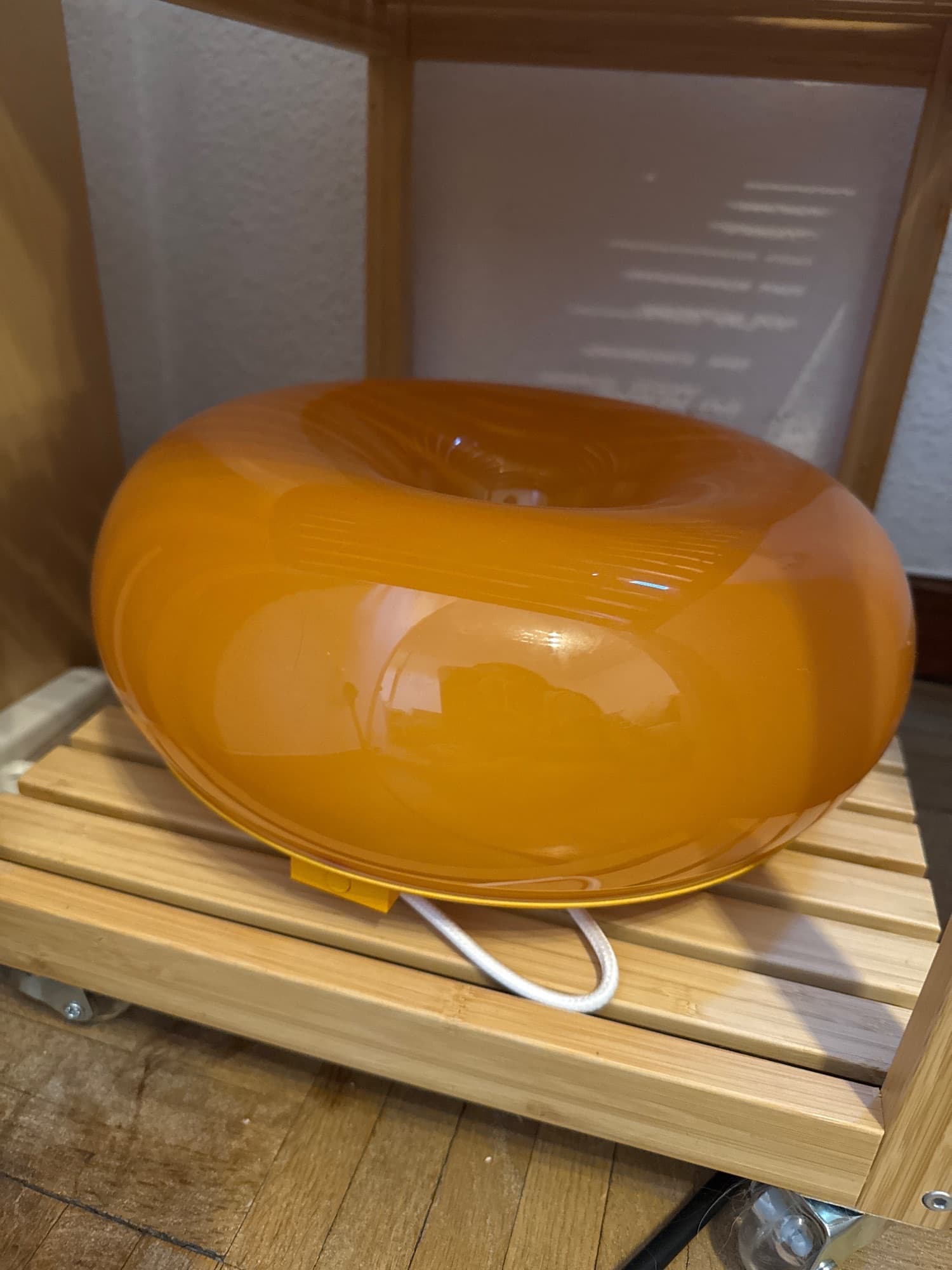 VARMBLIXT LED table/wall lamp, orange glass/round, 30 cm