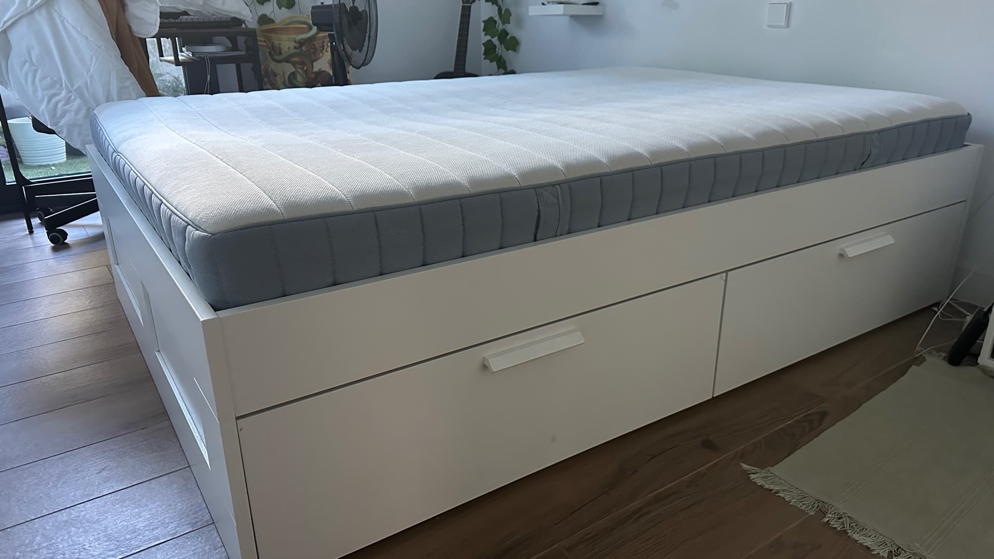 BRIMNES estructura de llit+emmagatzematge, blanc/Luröy, 140x200 cm