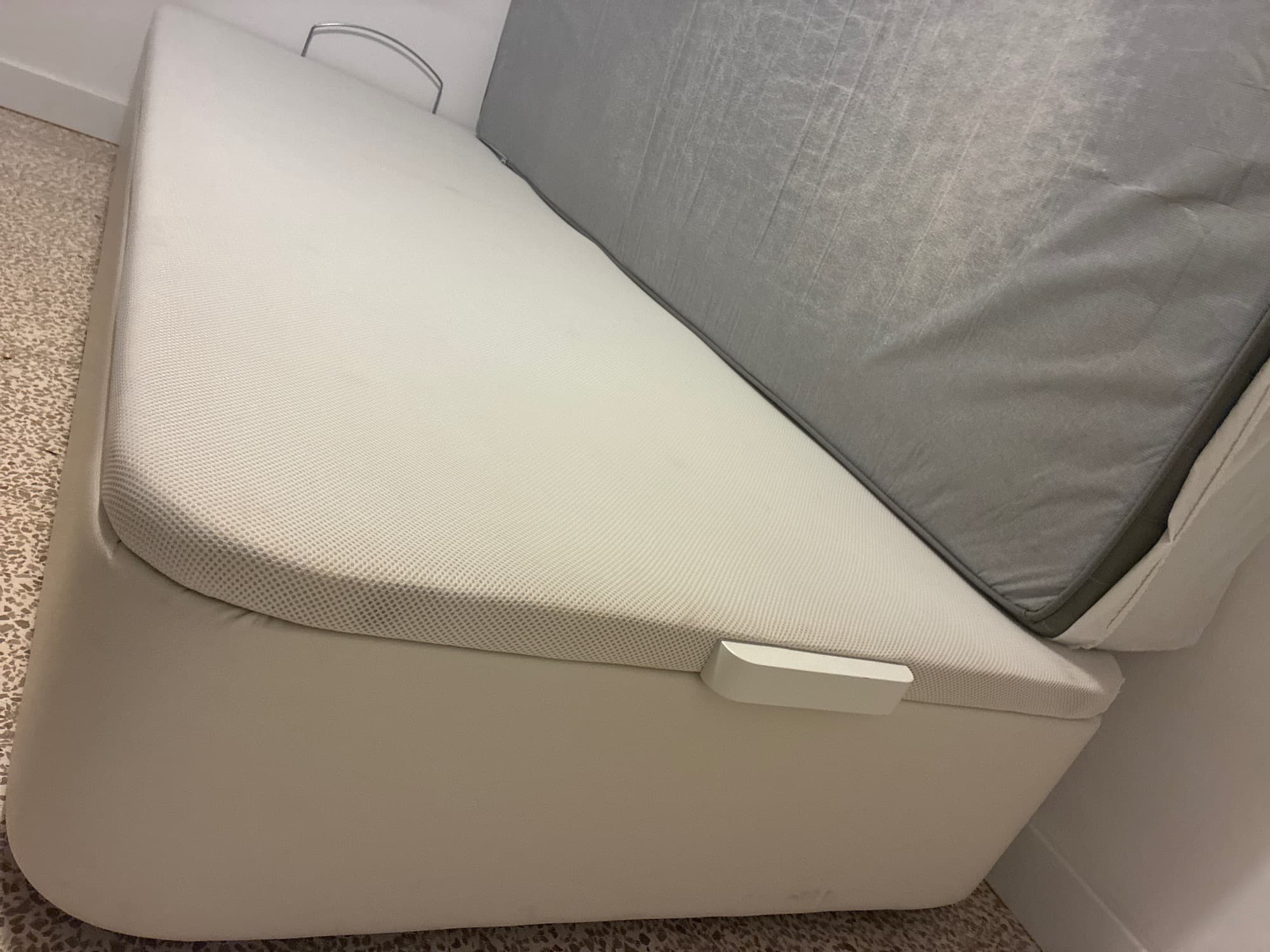 TJÅLLE upholstered ottoman bed, Bomstad white, 135x190 cm