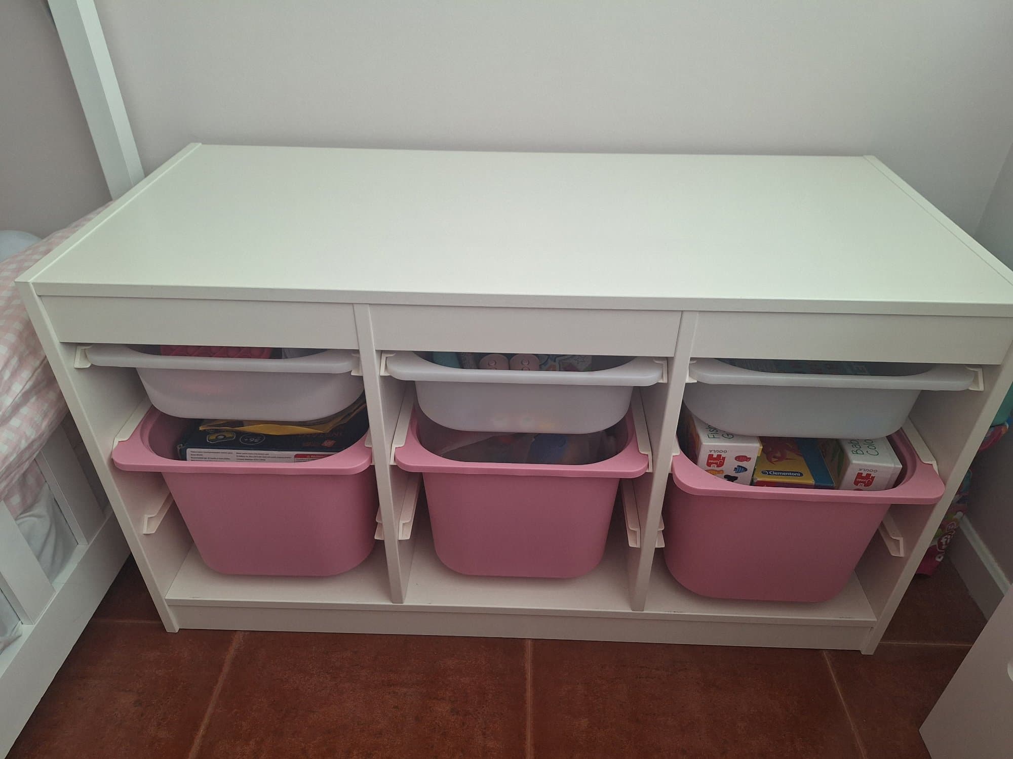 TROFAST combinación de almacenaxe con caixa, branco/branco, 99x44x56 cm