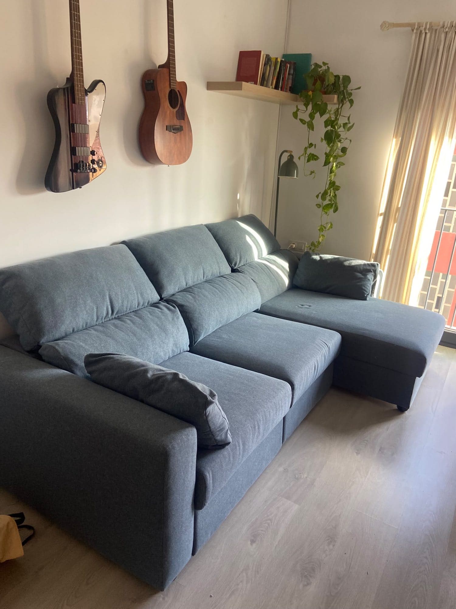 ESKILSTUNA 3-seat sofa, with chaise longue/Gunnared blue