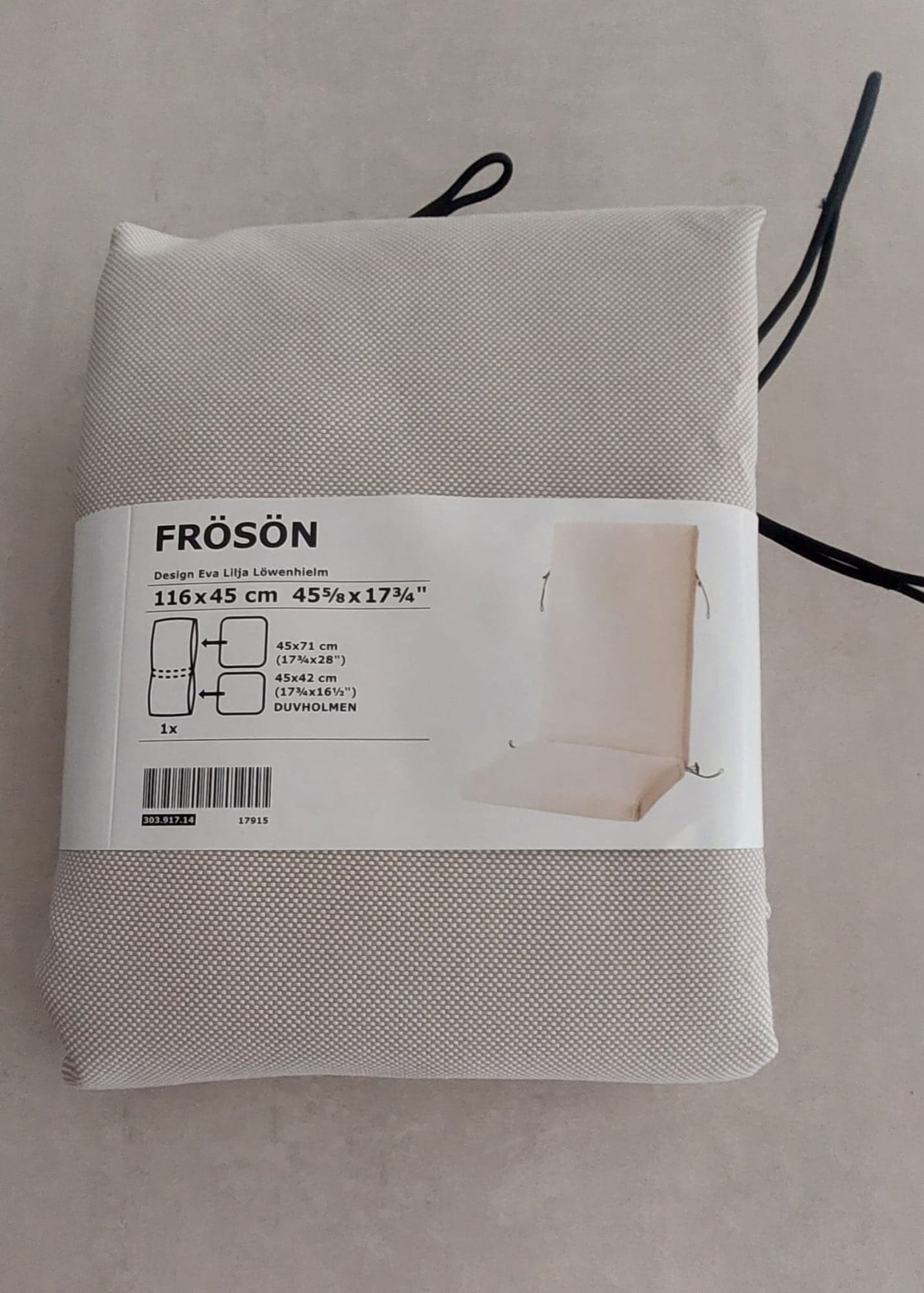 FRÖSÖN/DUVHOLMEN coxín respaldo/asento ext, beixe, 116x45 cm