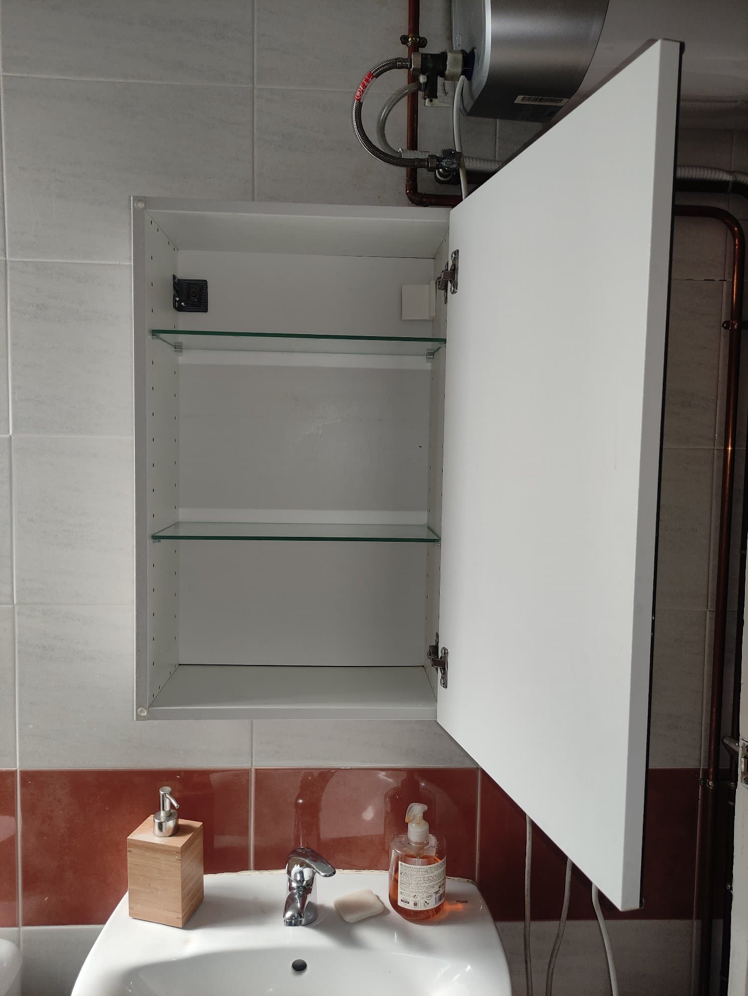 LILLÅNGEN mirror cabinet with 1 door, white