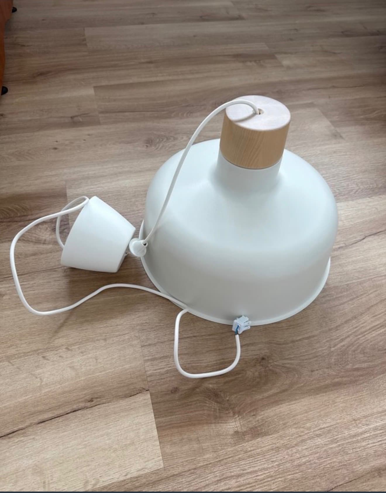 BUNKEFLO lámpara de techo, blanco/abedul, 36 cm