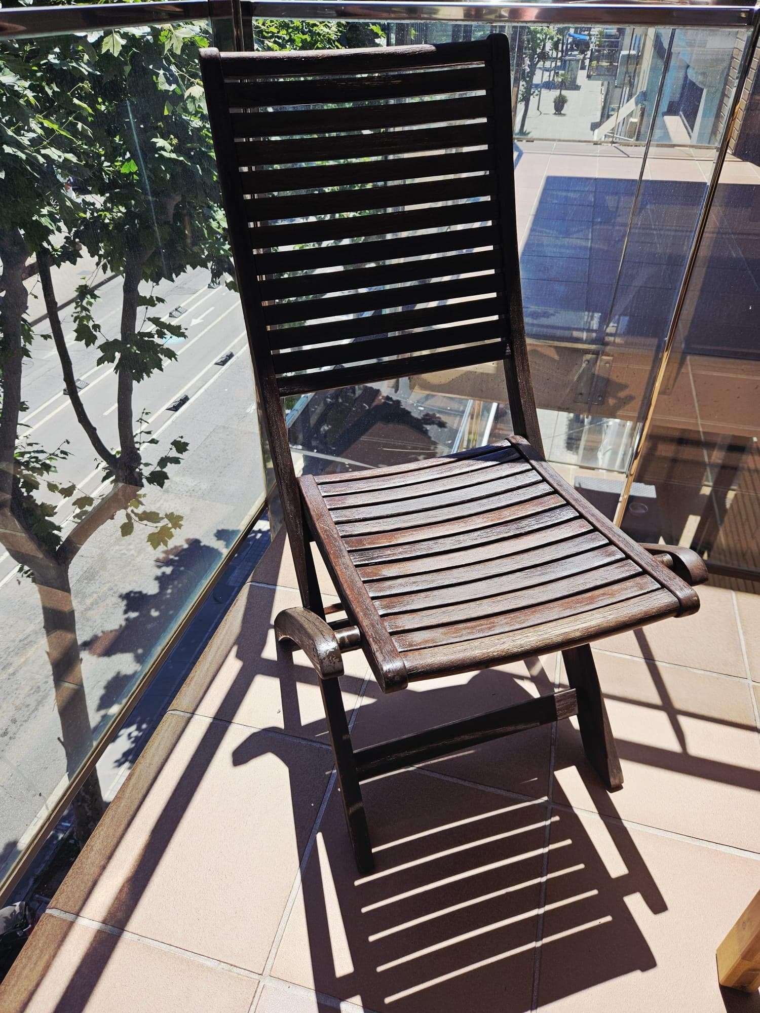 NÄMMARÖ cadira de jardí reclinable, plegable tint marró clar