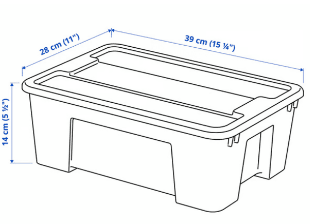 SAMLA caixa amb tapa, transparent, 39x28x14 cm/11 l