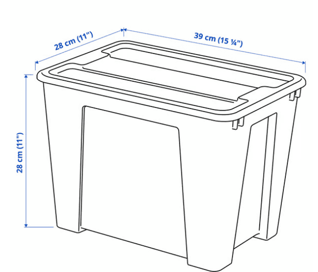 SAMLA caixa amb tapa, transparent, 39x28x28 cm/22 l